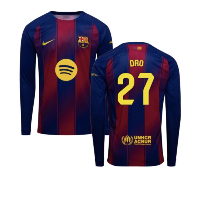 2025-2026 Barcelona Home Long Sleeve Shirt (Dro 27) — Buy Online