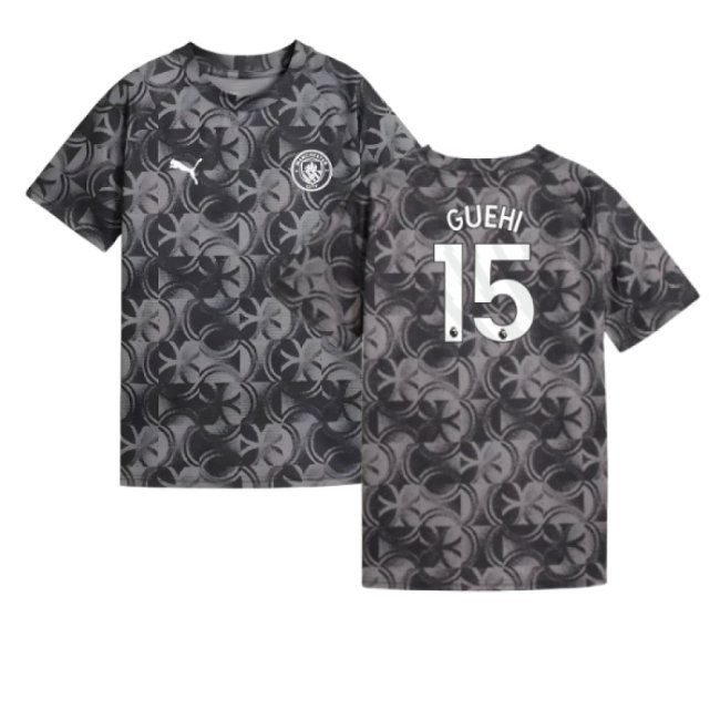 2025-2026 Man City Warm Up Jersey (Black) - Kids (Guehi 15) — Buy Now