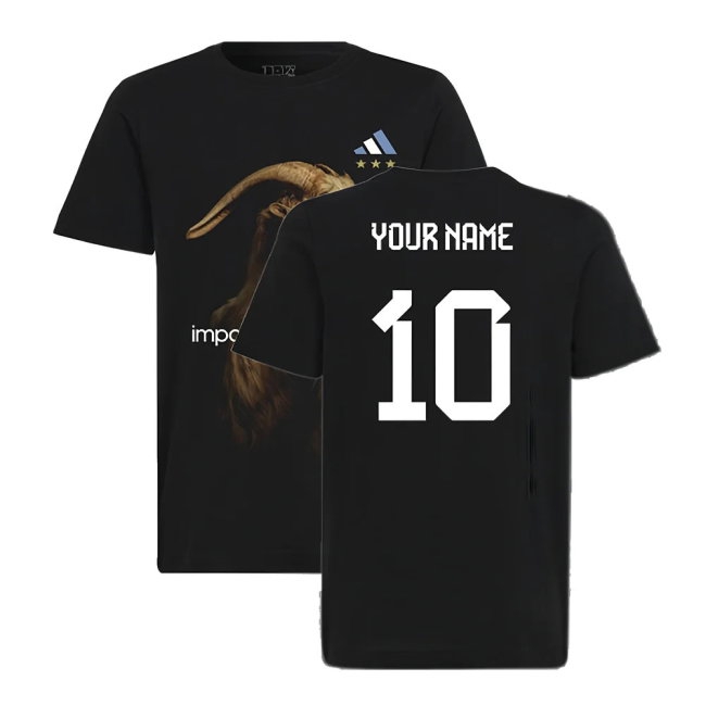 Messi Football GOAT Graphic Tee (Black) - Kids (Your Name) — Shop Online