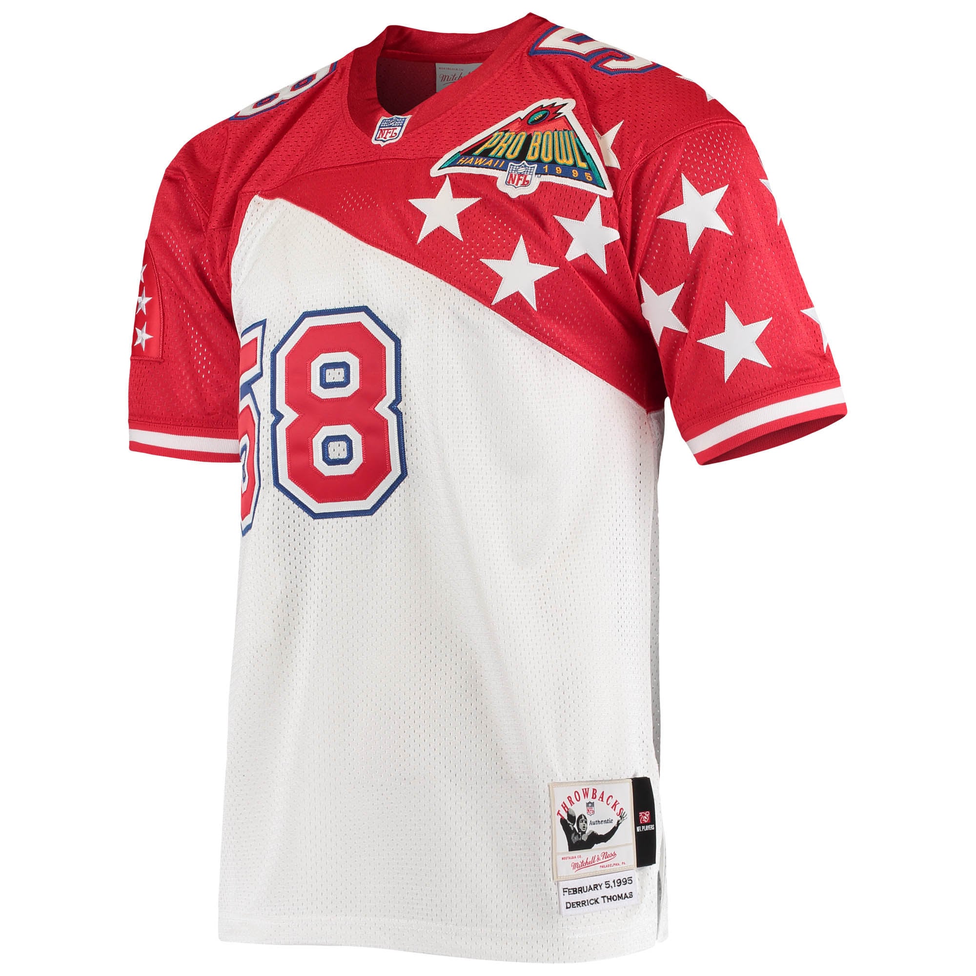Men's AFC Derrick Thomas White/Red 1995 Pro Bowl pro-grade Jersey