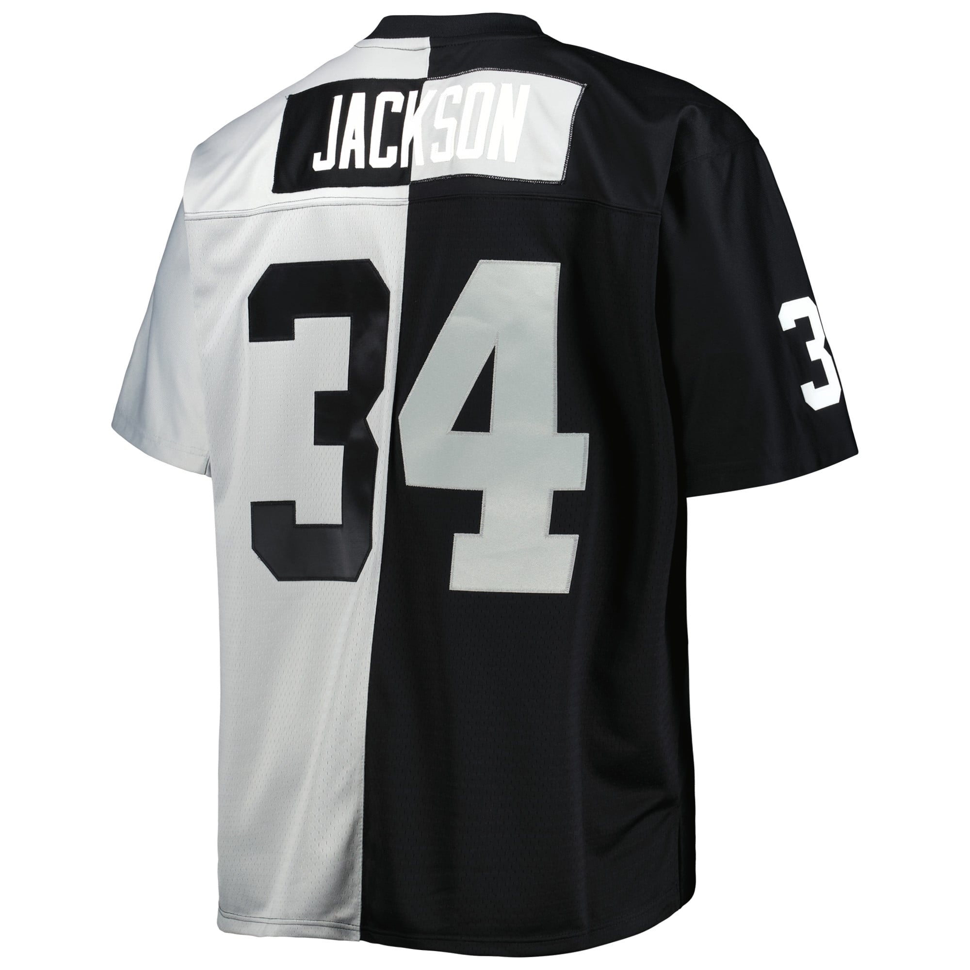 Men's Las Vegas Raiders Bo Jackson Black/Silver Big & Tall Split Legacy Retired Player Replica Jersey