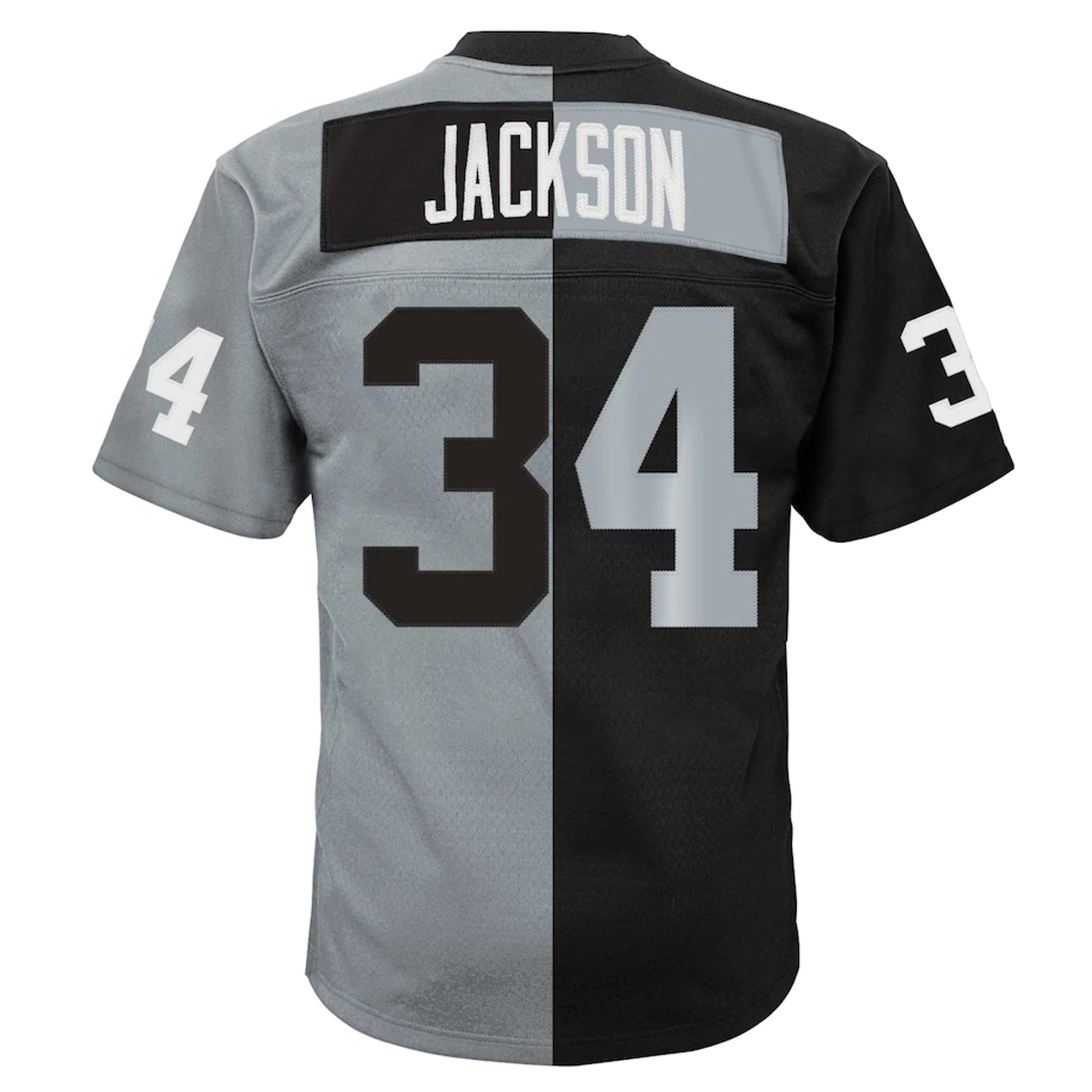 Men's Las Vegas Raiders Bo Jackson Black/Silver Big & Tall Split Legacy Retired Player Replica Jersey