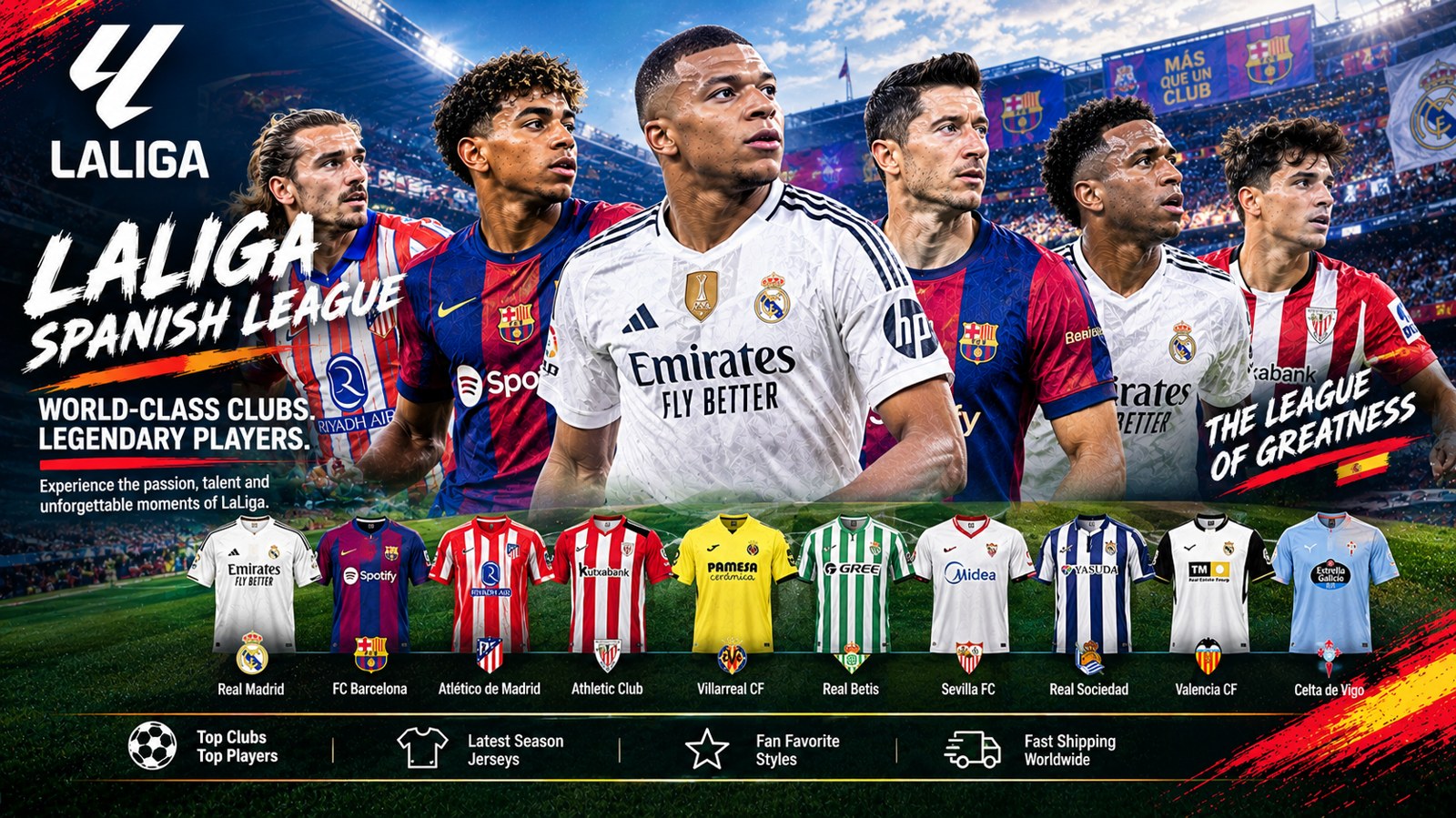 La Liga soccer jerseys for the 2026/27 season