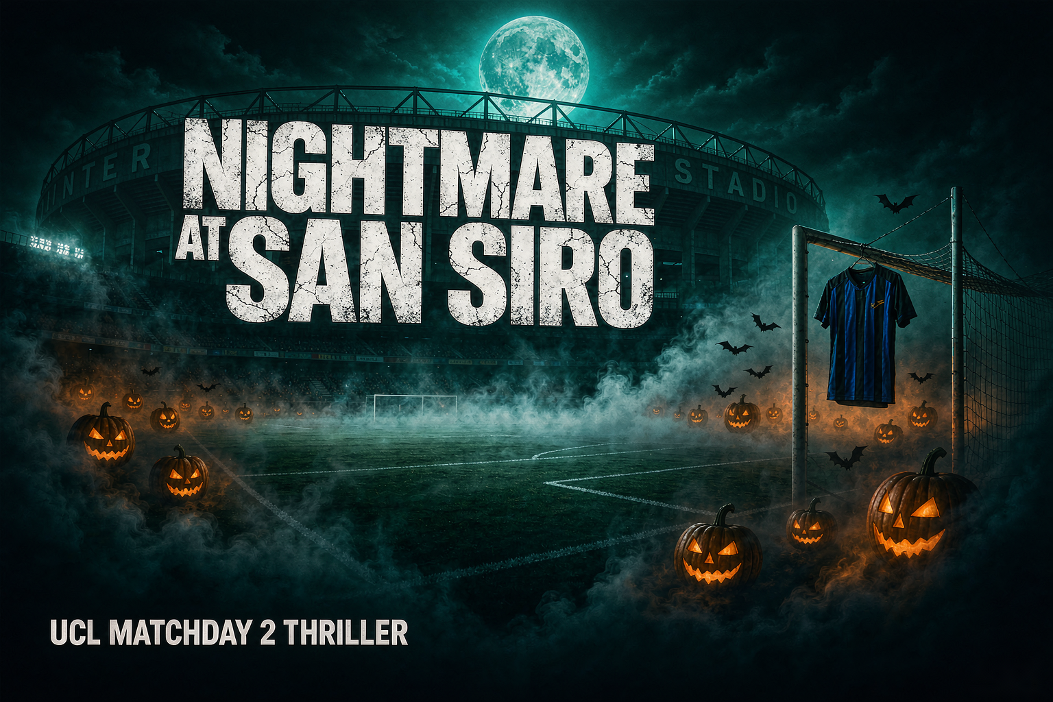 Halloween poster reading Nightmare at San Siro for Inter vs Club Brugge