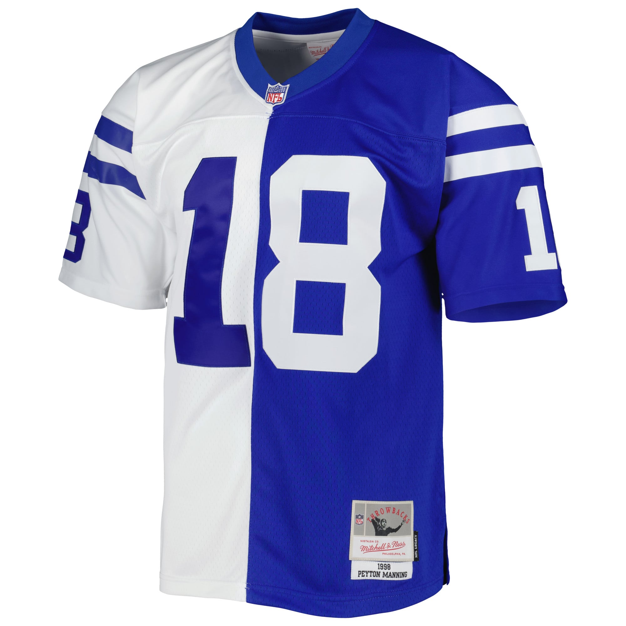 Men's Indianapolis Colts Peyton Manning Royal/White 1998 Split Legacy Replica Jersey