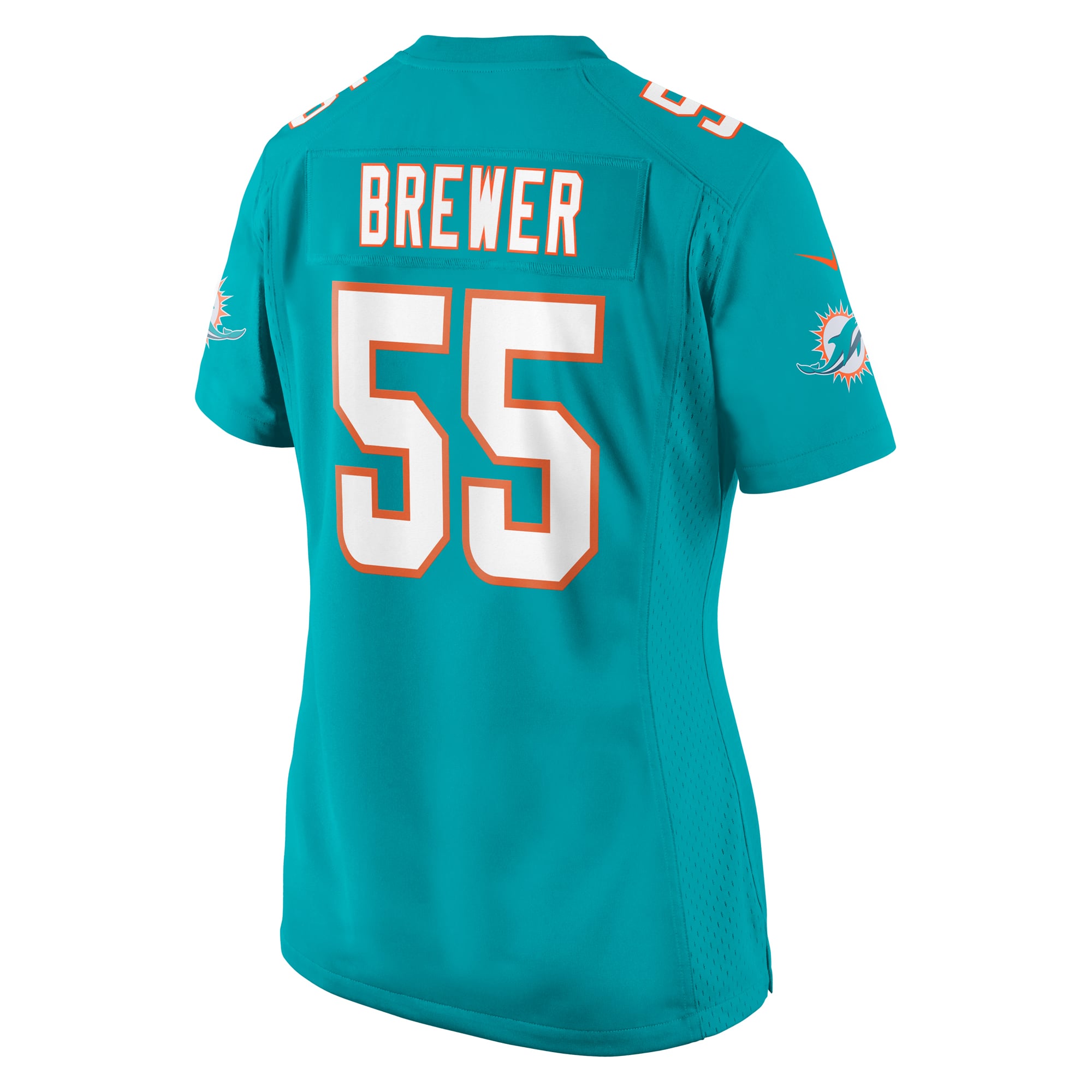 Women's Miami Dolphins Aaron Brewer Aqua Game Jersey