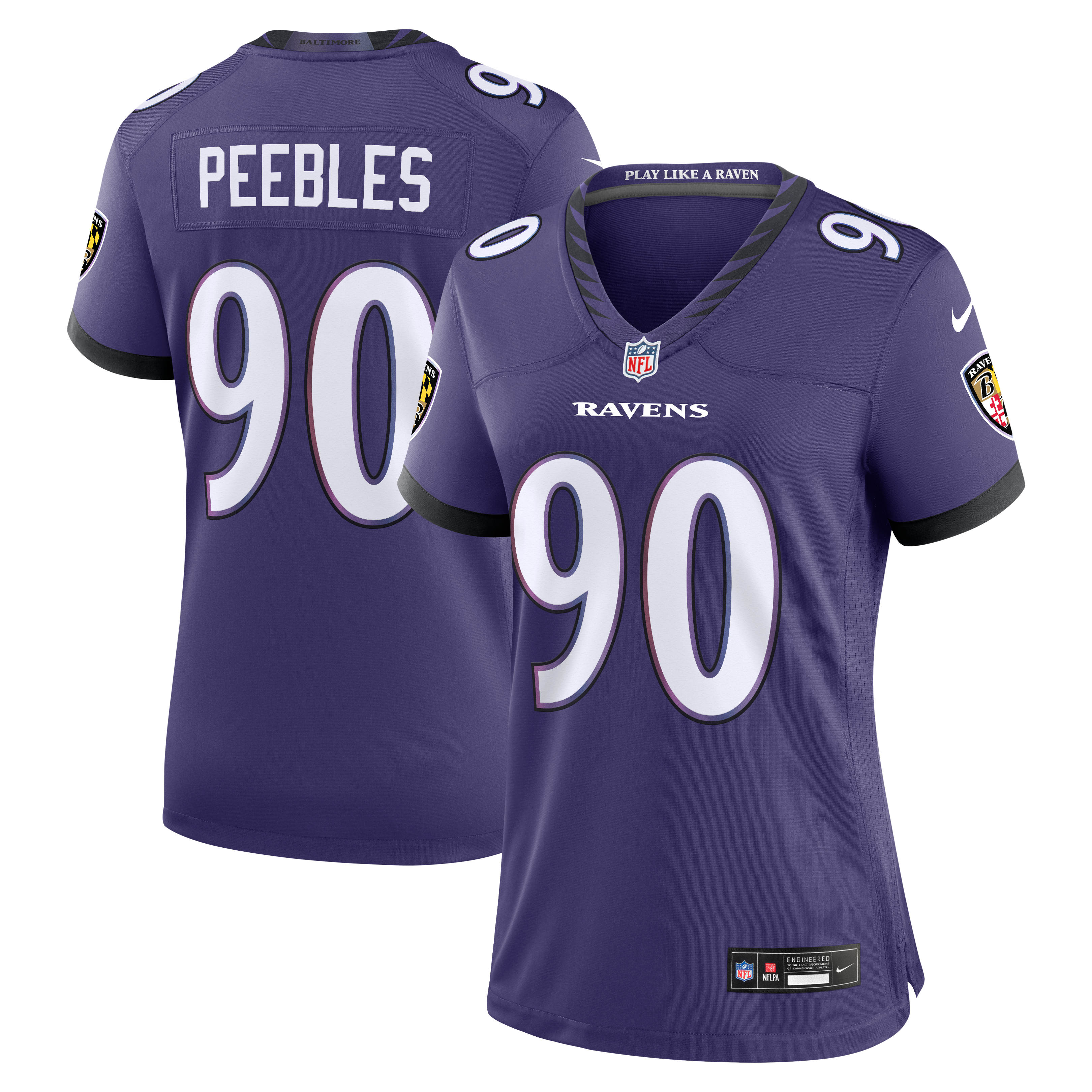 Women's Baltimore Ravens Aeneas Peebles Purple Team Game Jersey