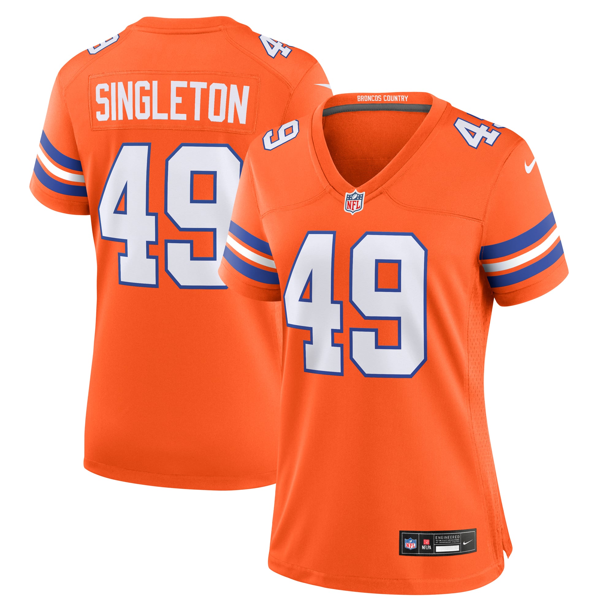 Women's Denver Broncos Alex Singleton Orange Alternate Game Jersey