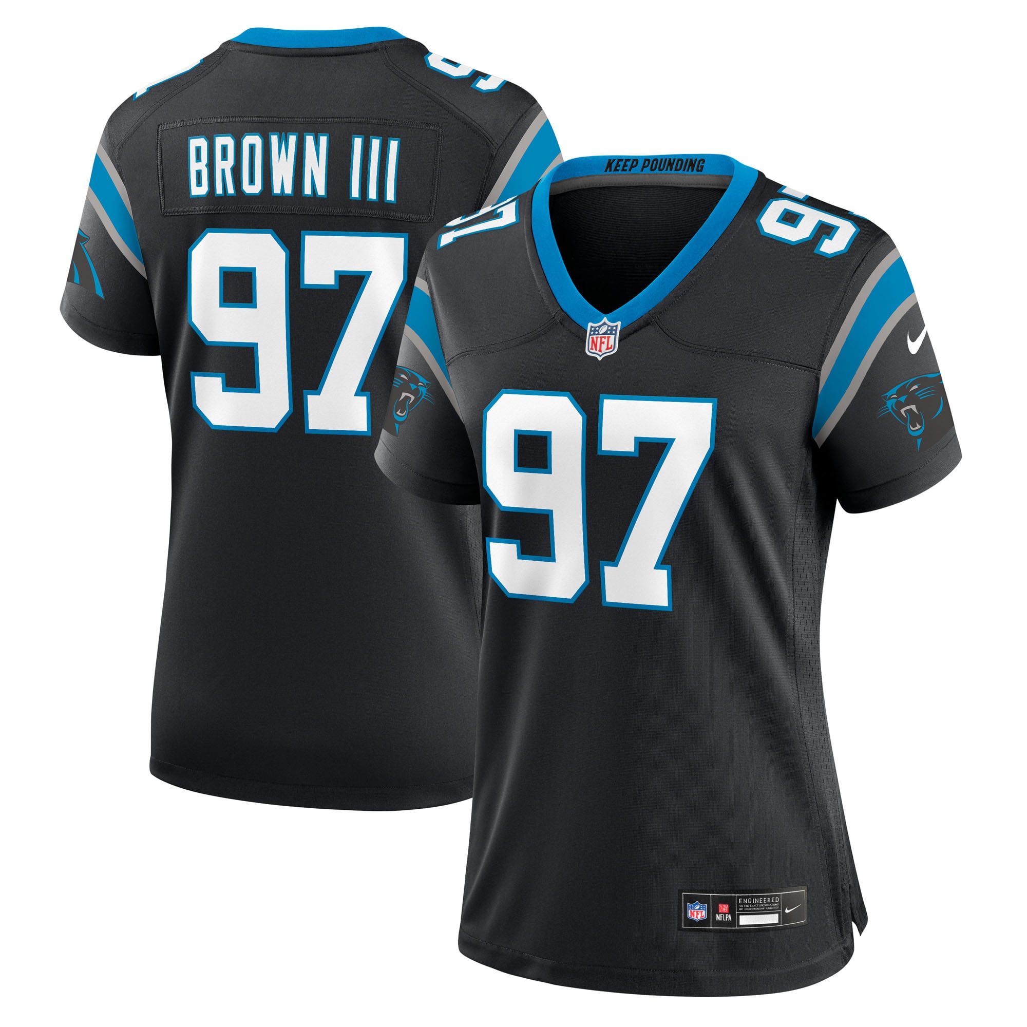 Women's Carolina Panthers Bobby Brown III Black Team Game Jersey