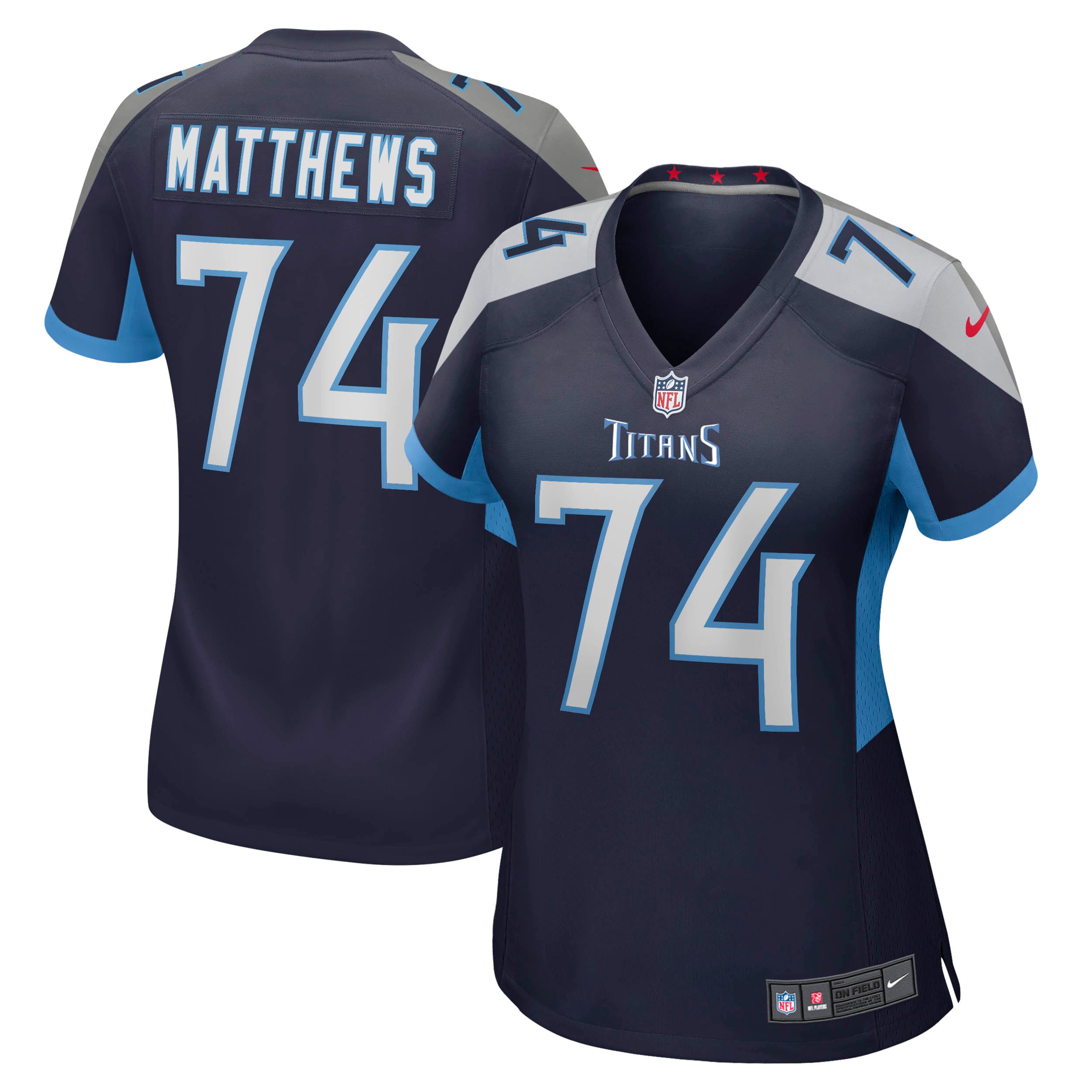 Women's Tennessee Titans Bruce Matthews Navy Retired Player Jersey
