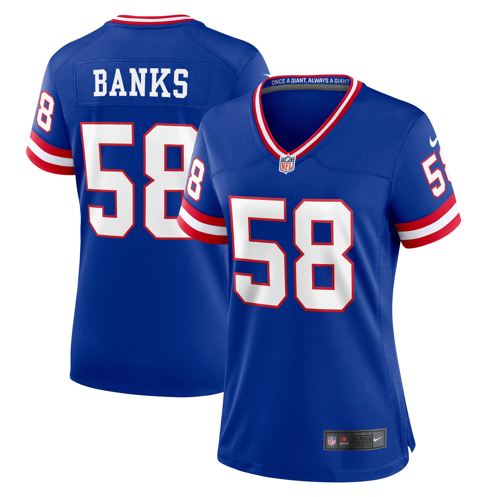 Women's New York Giants Carl Banks Royal Classic Retired Player Game Jersey