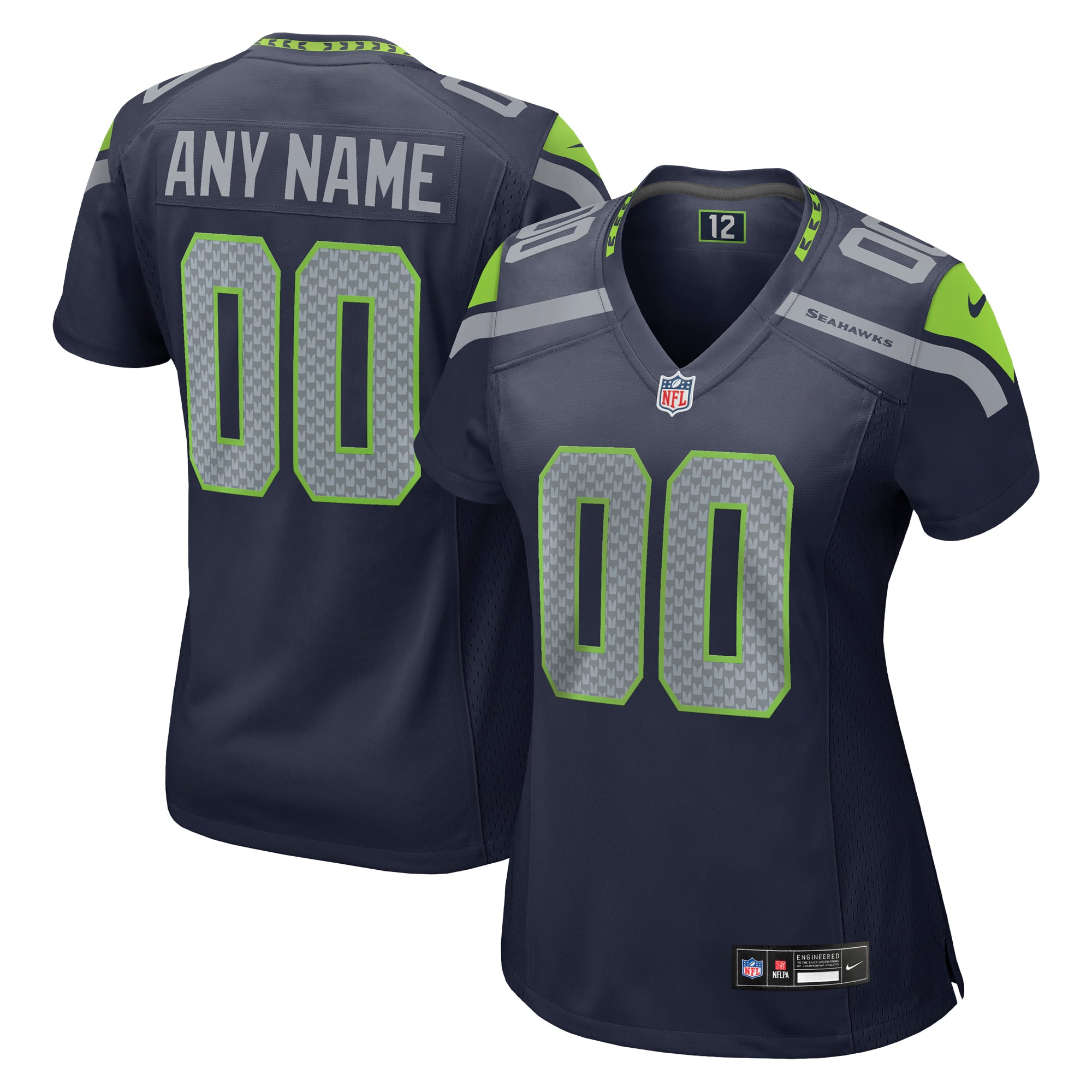 Women's Seattle Seahawks College Navy Custom Game Jersey
