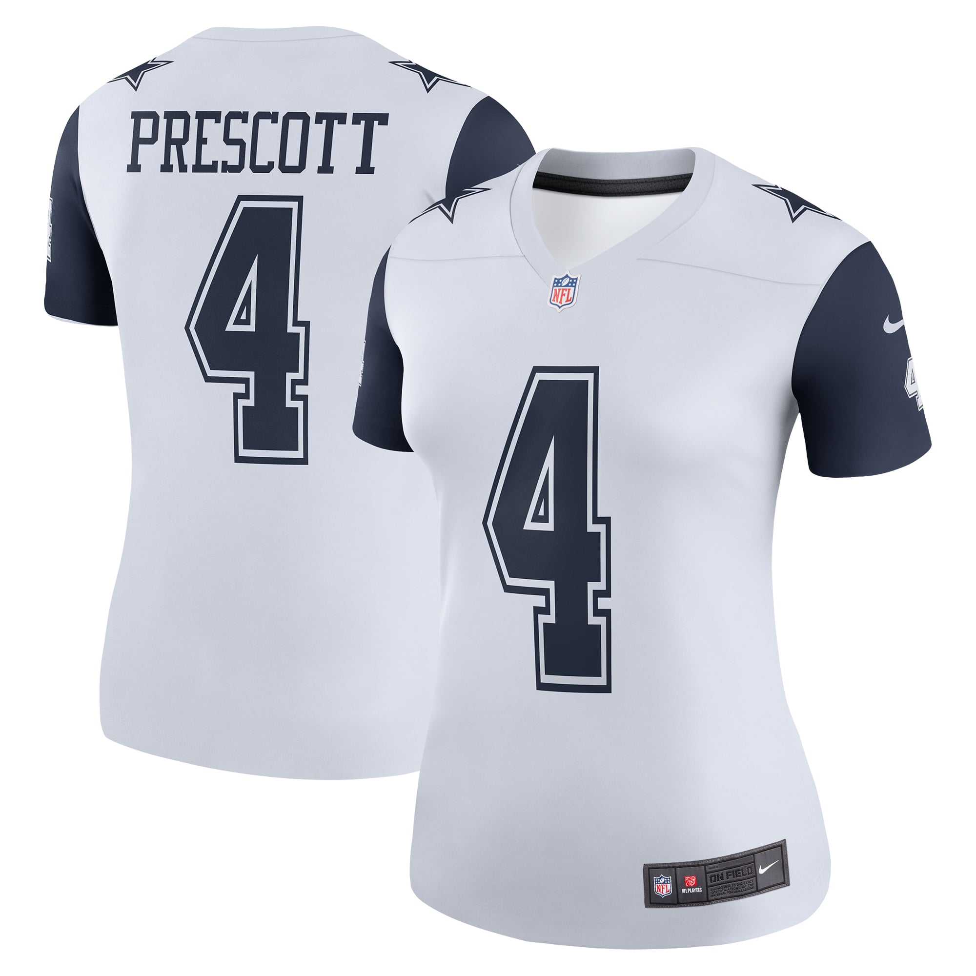 Women's Dallas Cowboys Dak Prescott White Legend Player Performance Top