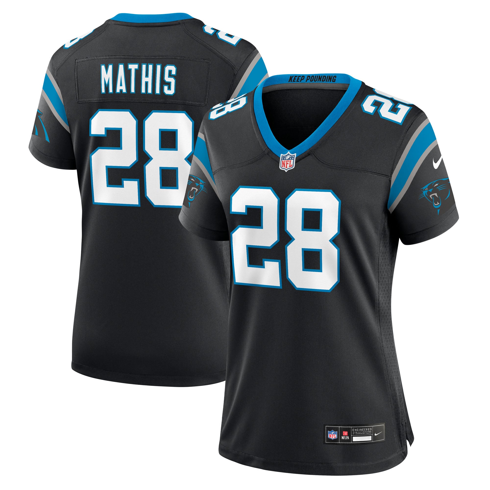 Women's Carolina Panthers Damarri Mathis Black Team Game Jersey