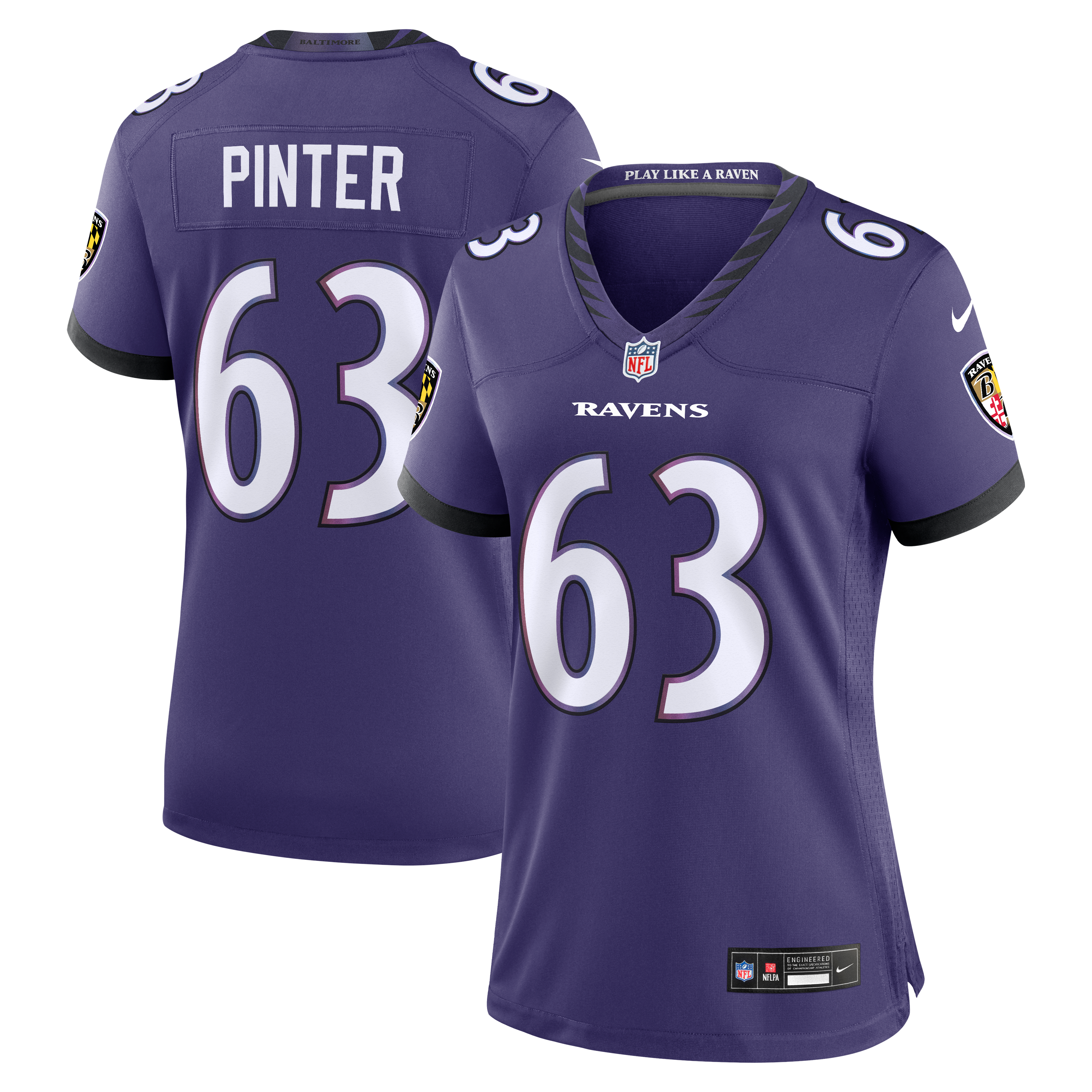 Women's Baltimore Ravens Danny Pinter Purple Team Game Jersey