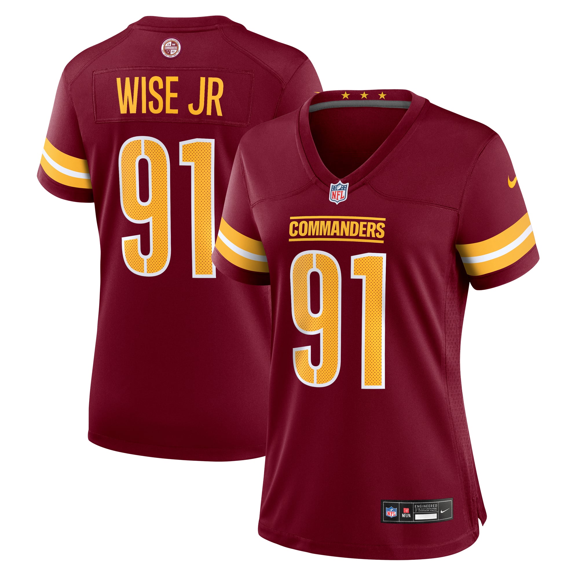 Women's Washington Commanders Deatrich Wise Jr. Burgundy Team Game Jersey