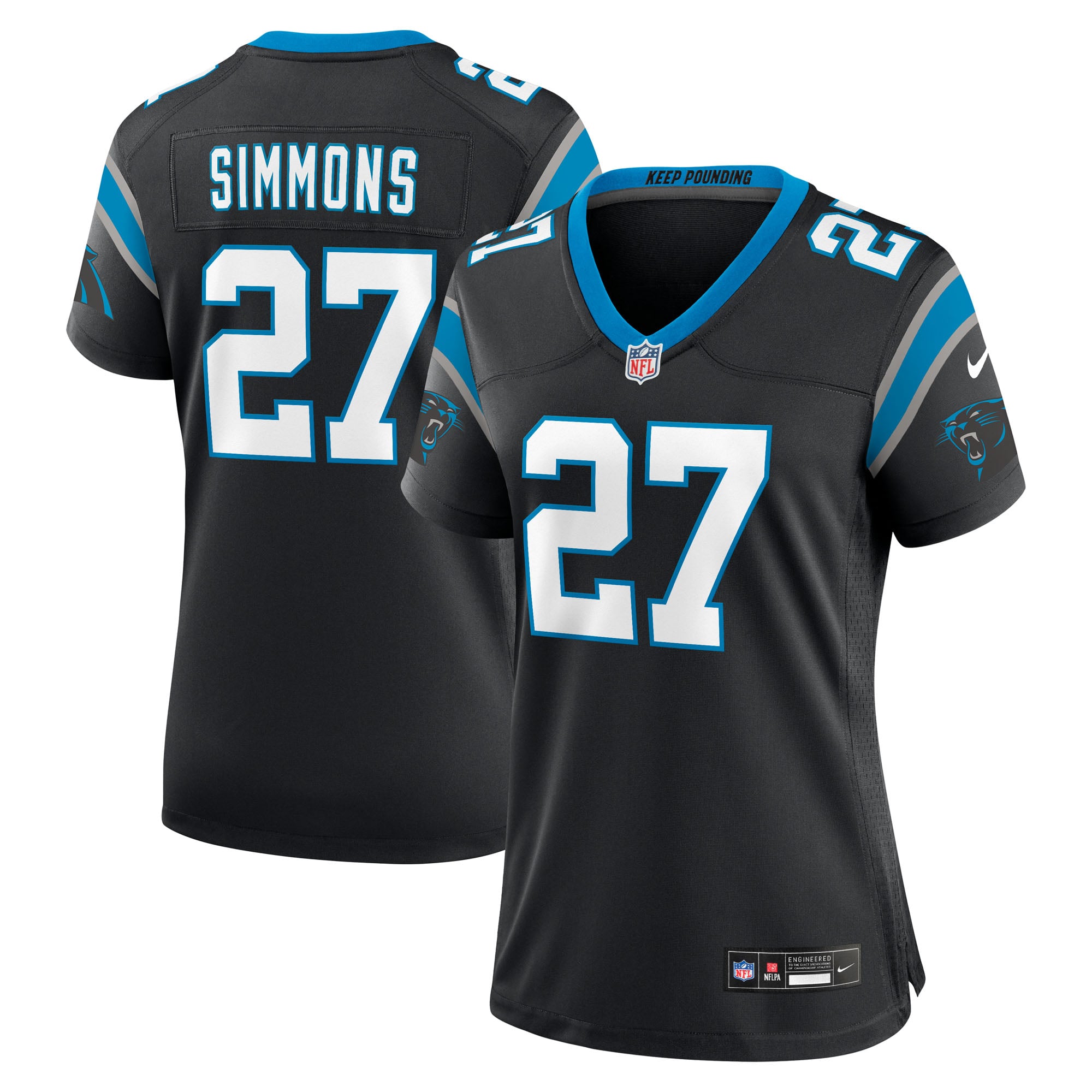 Women's Carolina Panthers Isaiah Simmons Black Team Game Jersey