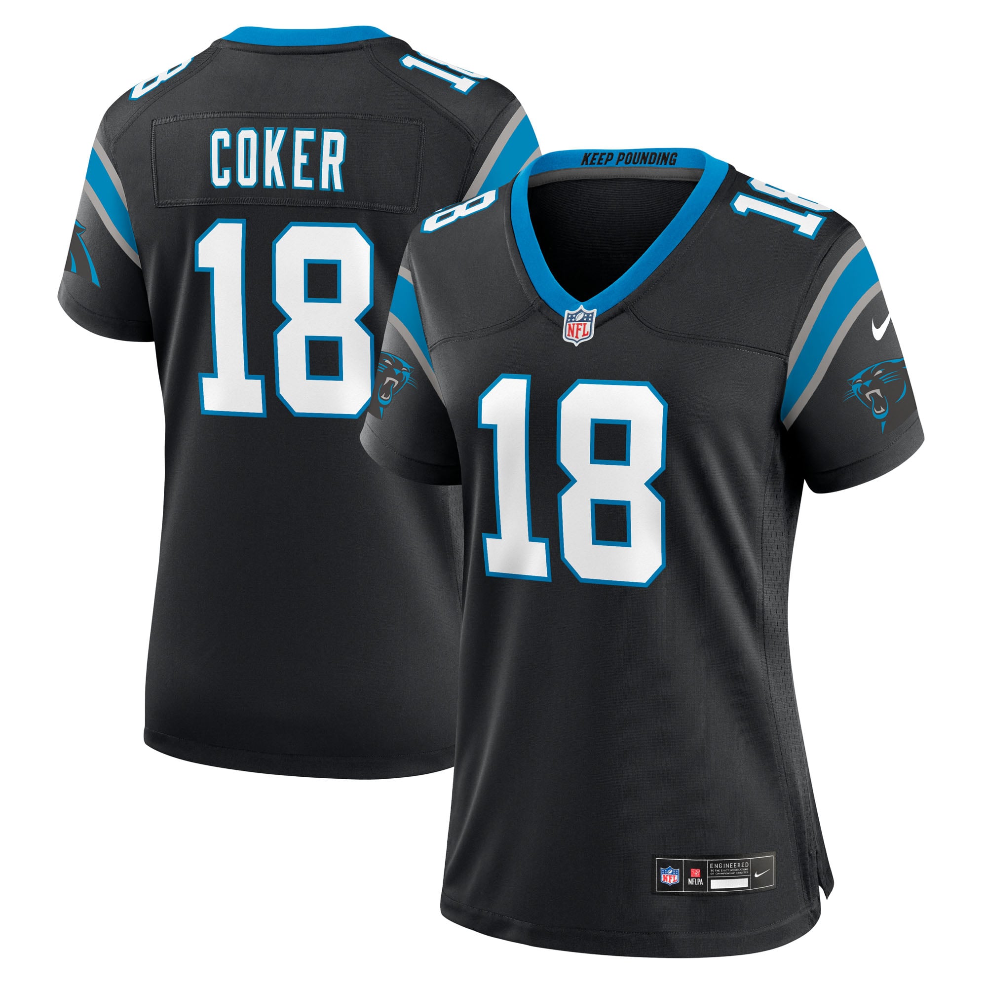 Women's Carolina Panthers Jalen Coker Black Team Game Jersey