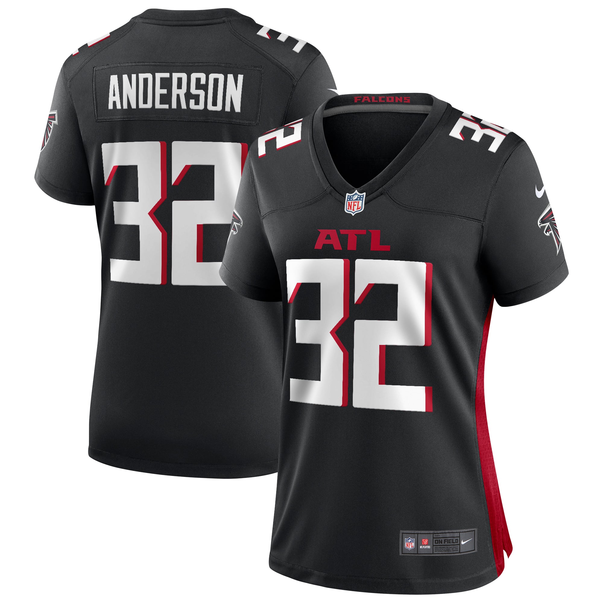 Women's Atlanta Falcons Jamal Anderson Black Game Retired Player Jersey