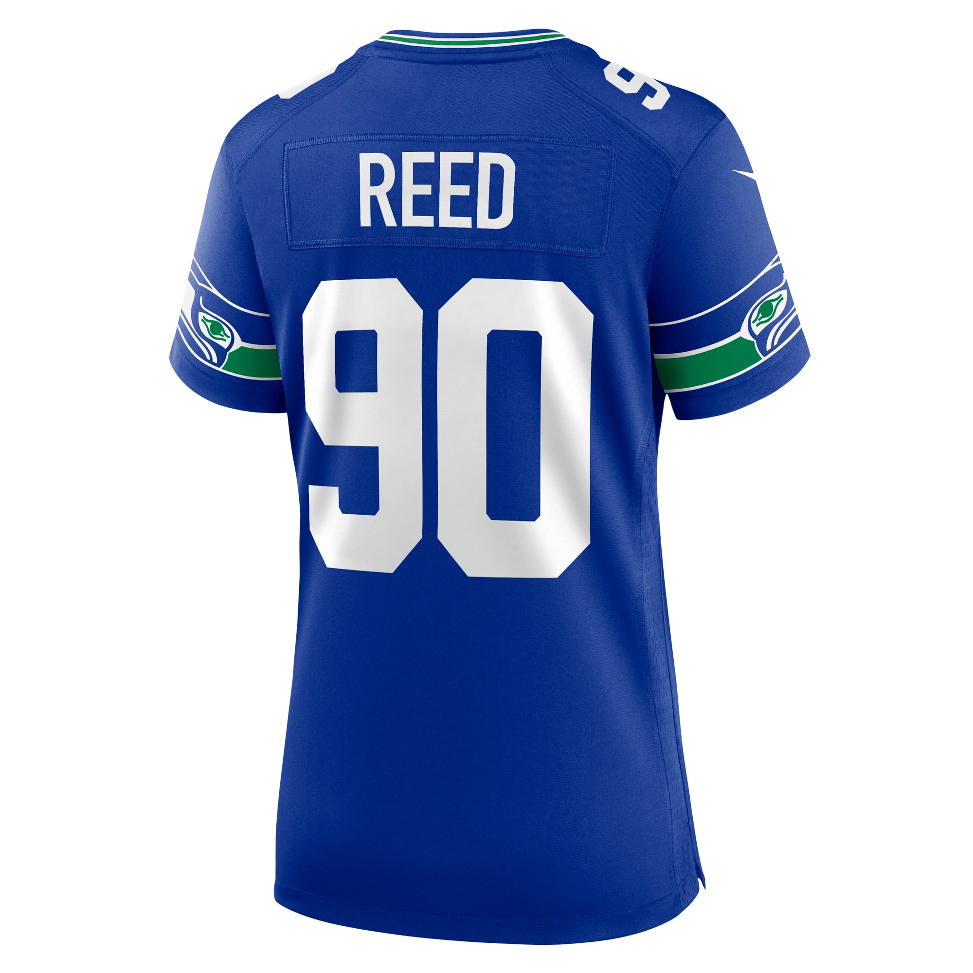 Women's Seattle Seahawks Jarran Reed Royal Throwback Player Game Jersey