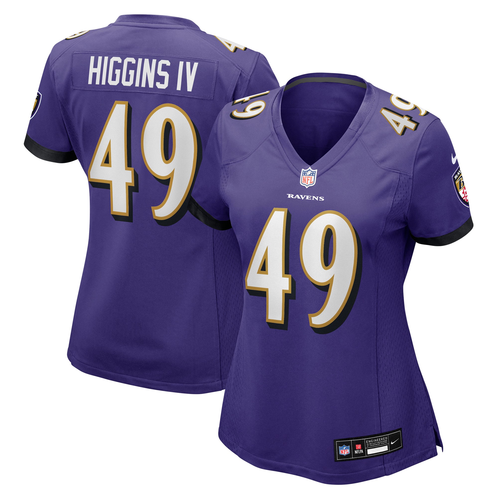 Women's Baltimore Ravens Jay Higgins IV Purple Team Game Jersey