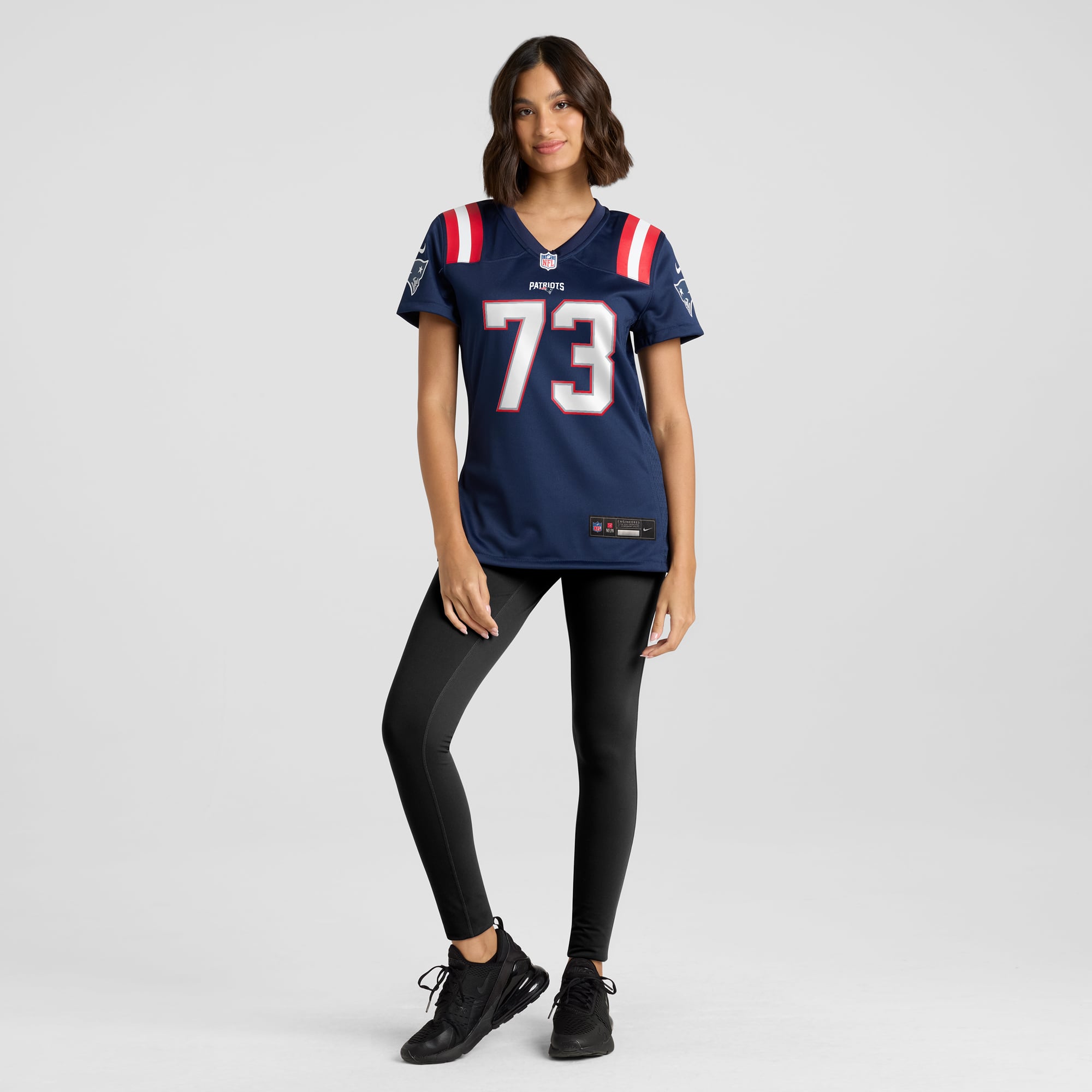 Women's New England Patriots John Hannah Navy Game Retired Player Jersey