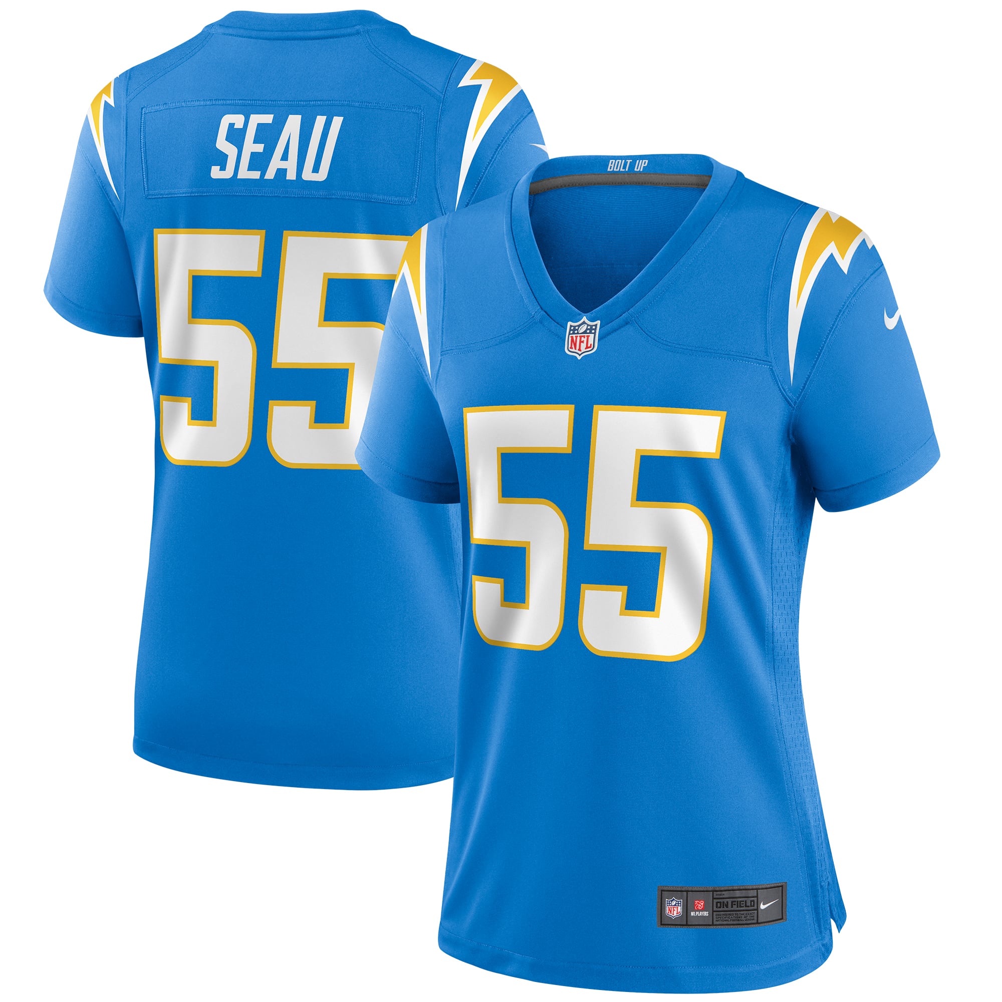 Women's Los Angeles Chargers Junior Seau Powder Blue Game Retired Player Jersey