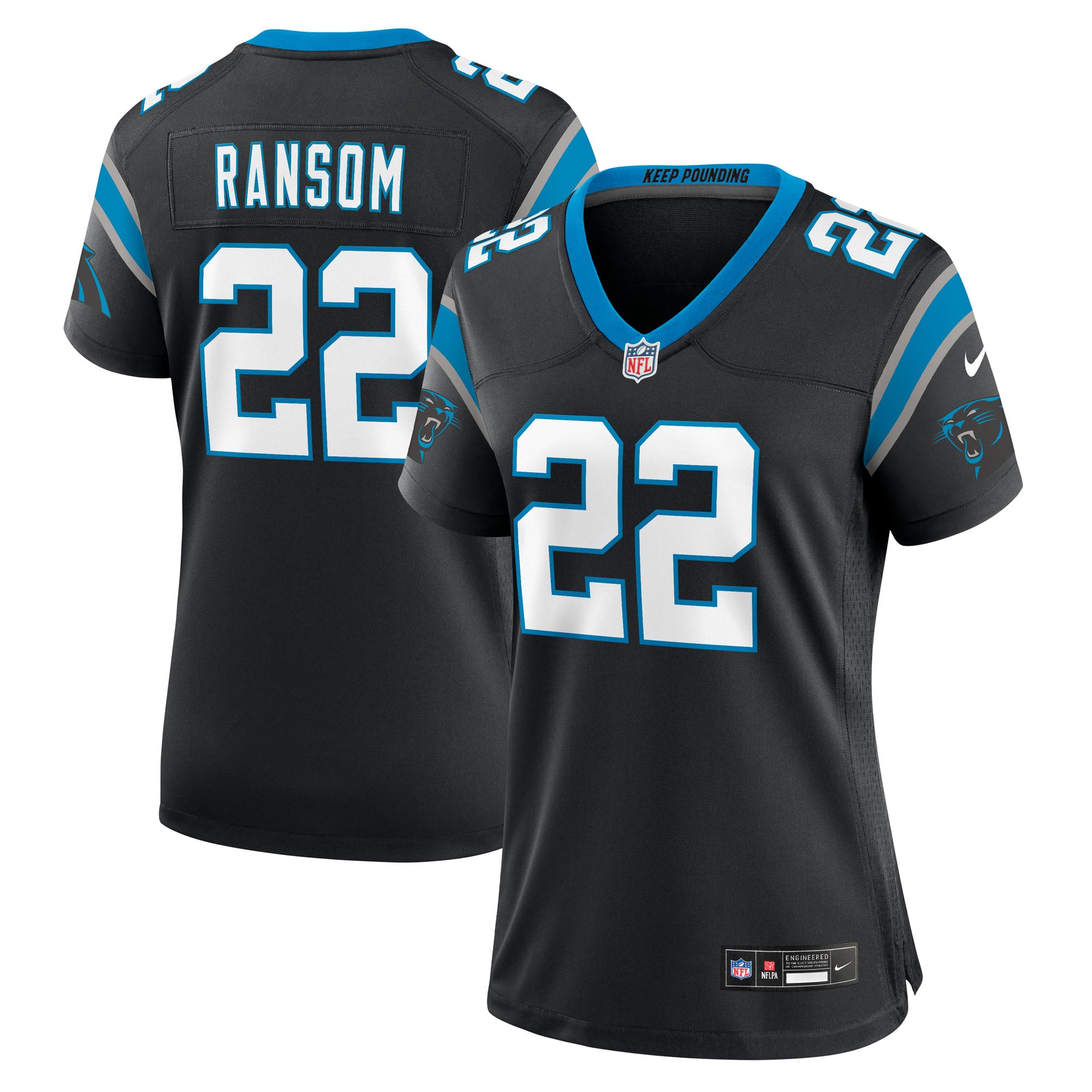 Women's Carolina Panthers Lathan Ransom Black Team Game Jersey