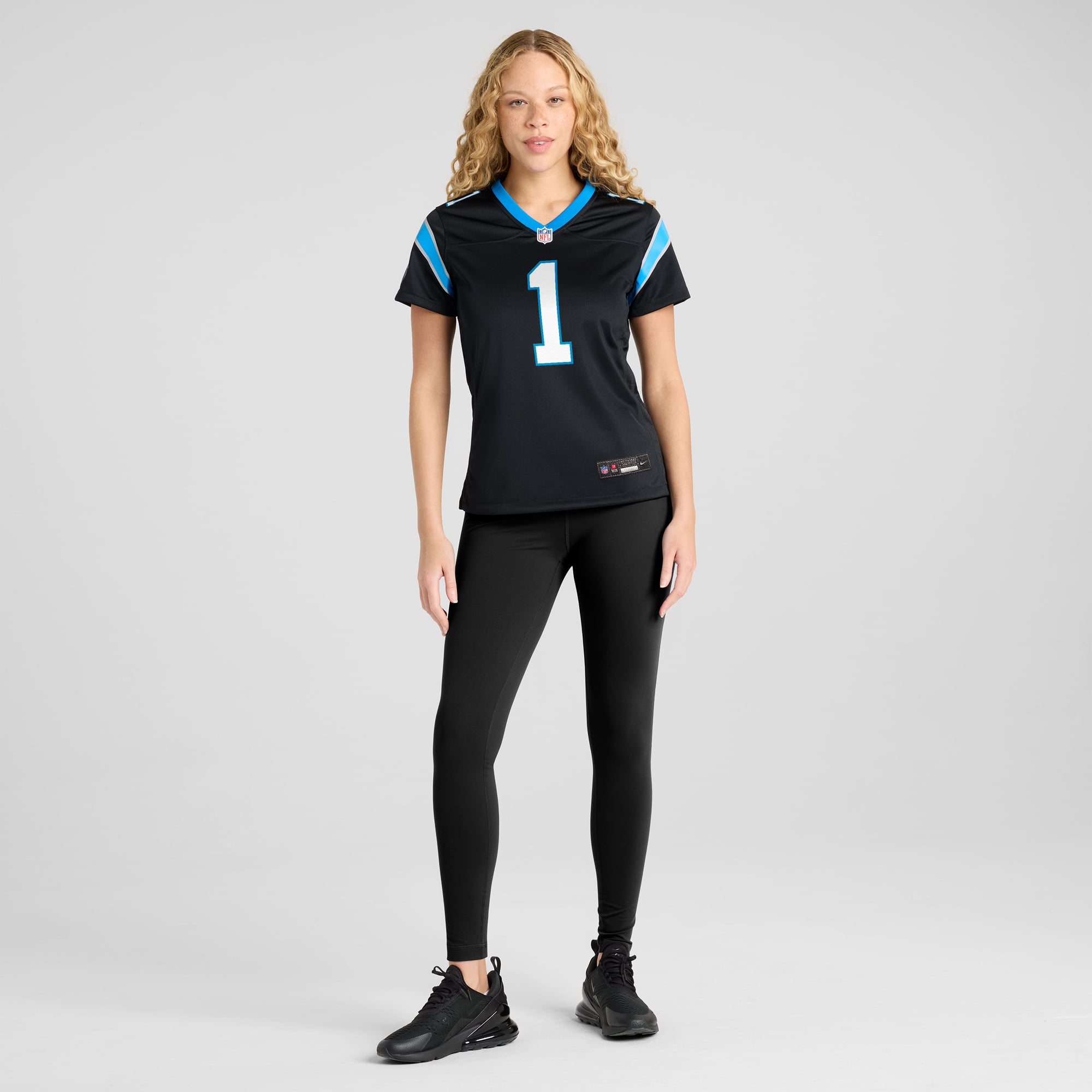 Women's Carolina Panthers Number 1 Bride Black Game Jersey