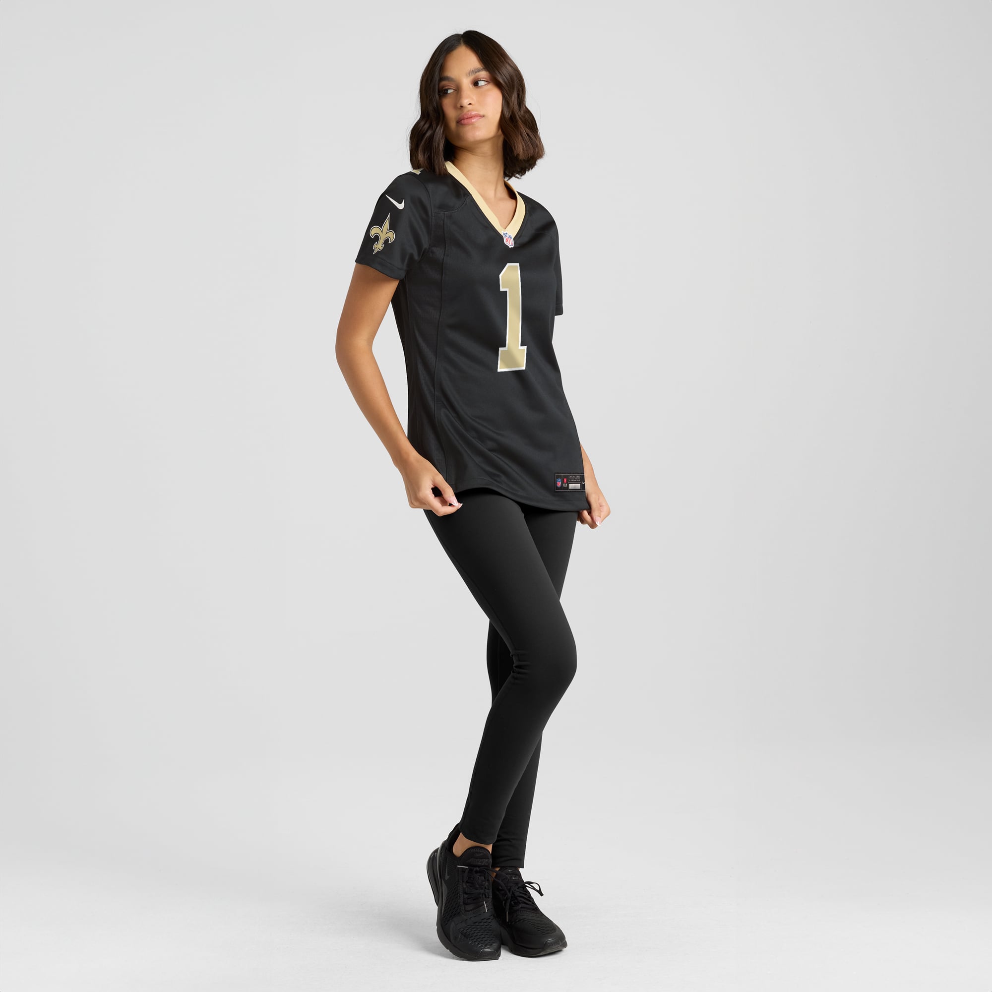 Women's New Orleans Saints Number 1 Bride Black Game Jersey