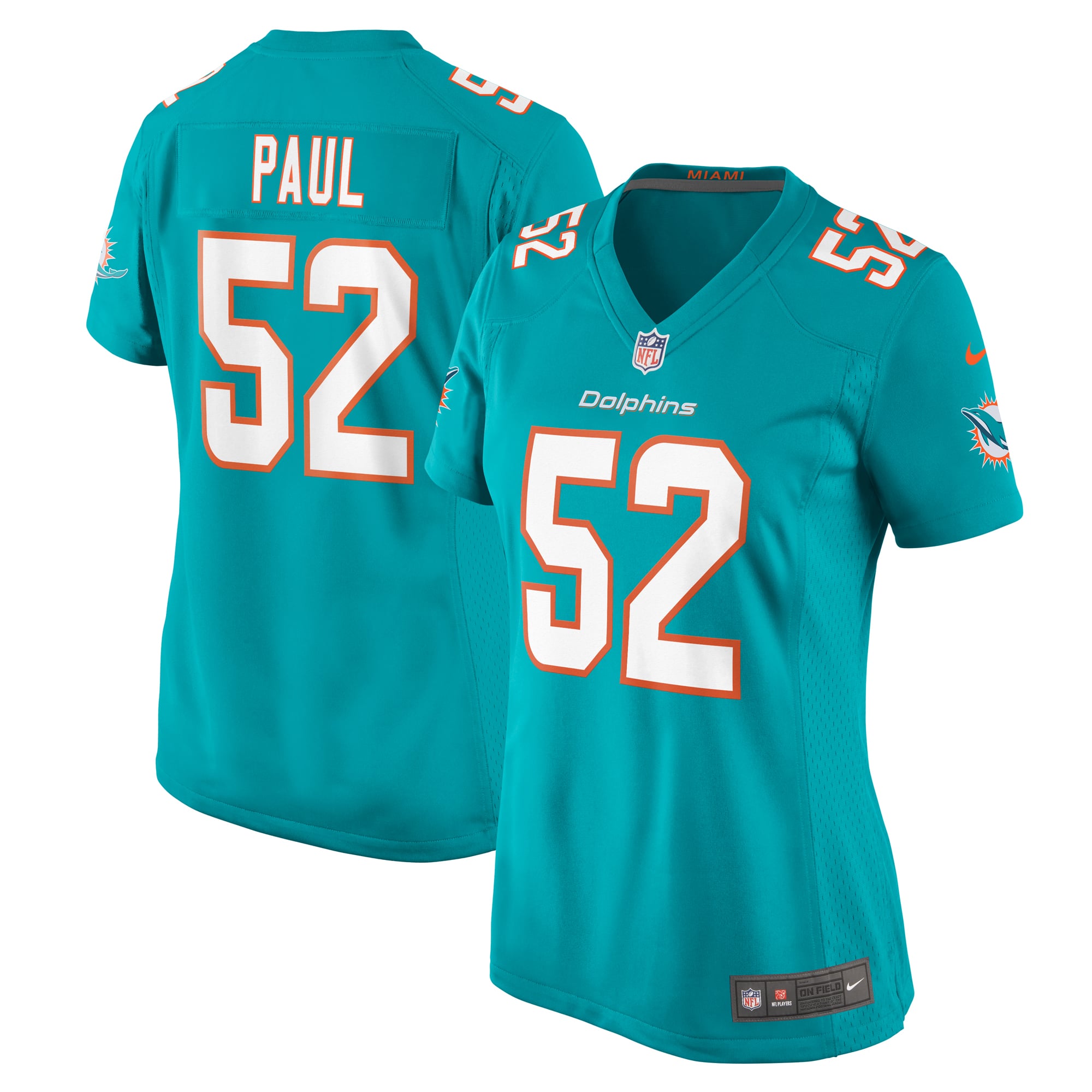 Women's Miami Dolphins Patrick Paul Aqua Game Jersey