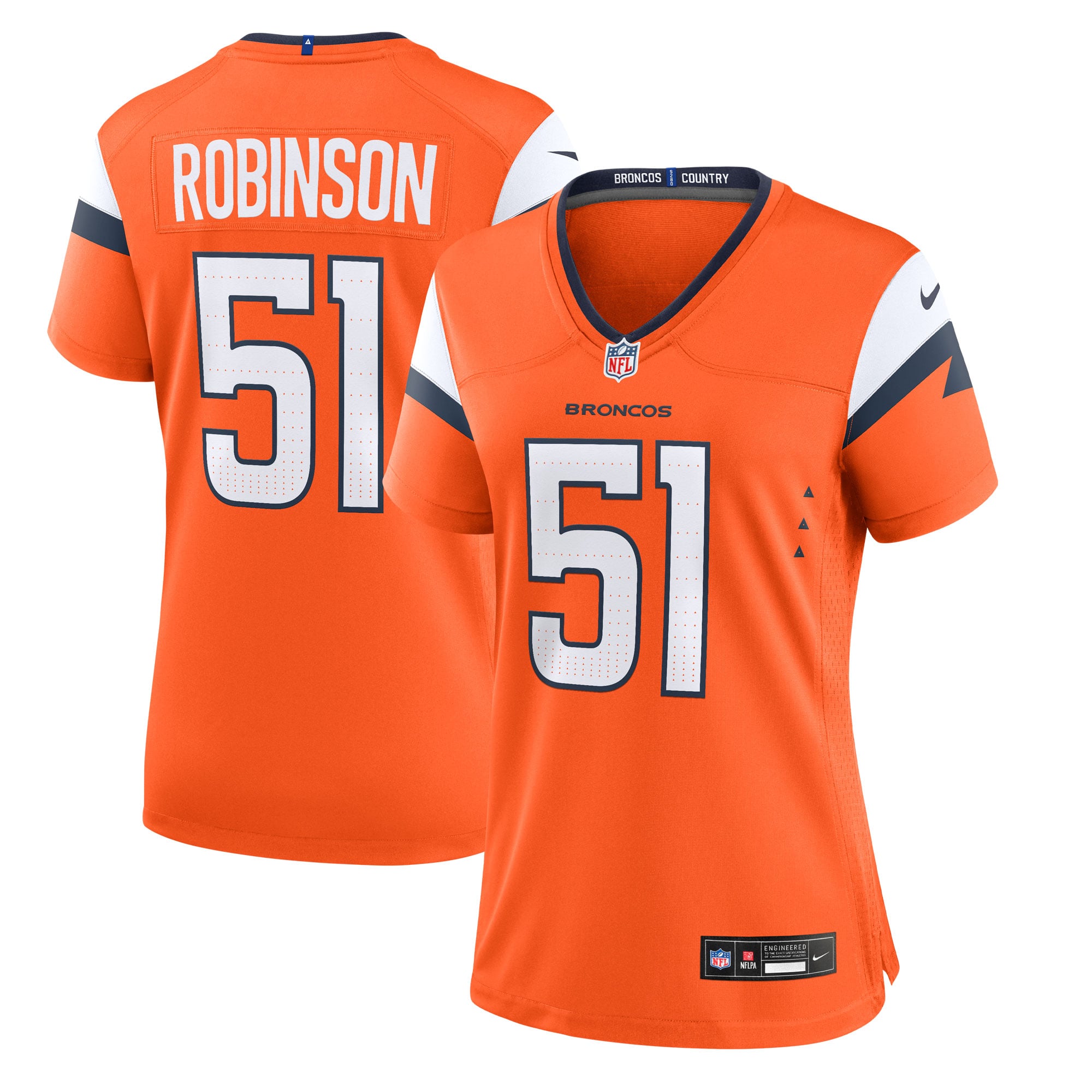 Women's Denver Broncos Que Robinson Orange Team Game Jersey