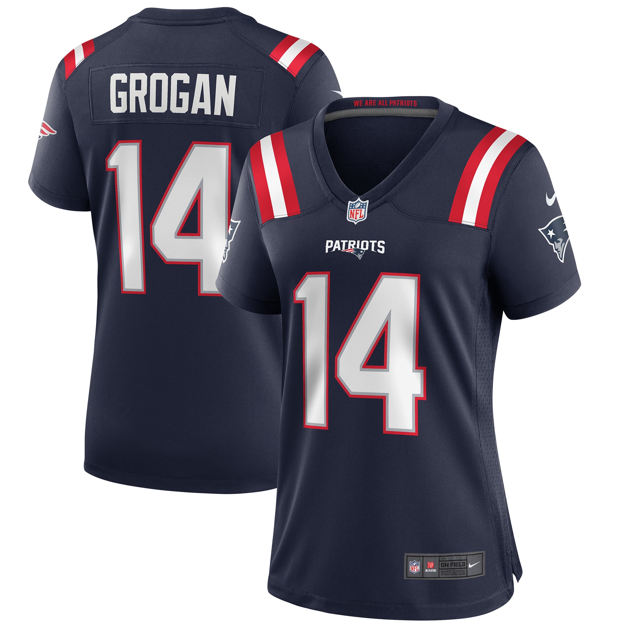 Women's New England Patriots Steve Grogan Navy Game Retired Player Jersey