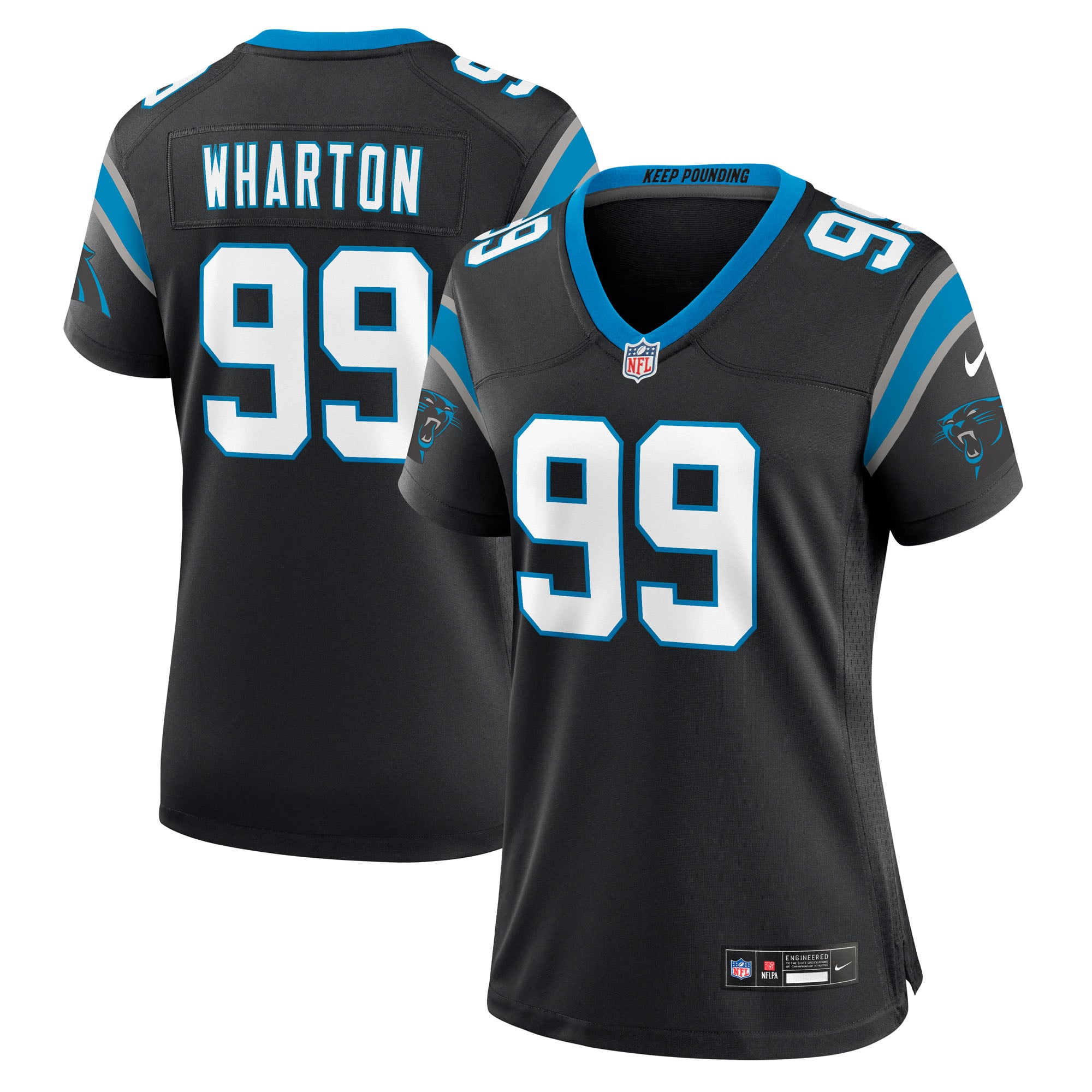 Women's Carolina Panthers Tershawn Wharton Black Team Game Jersey