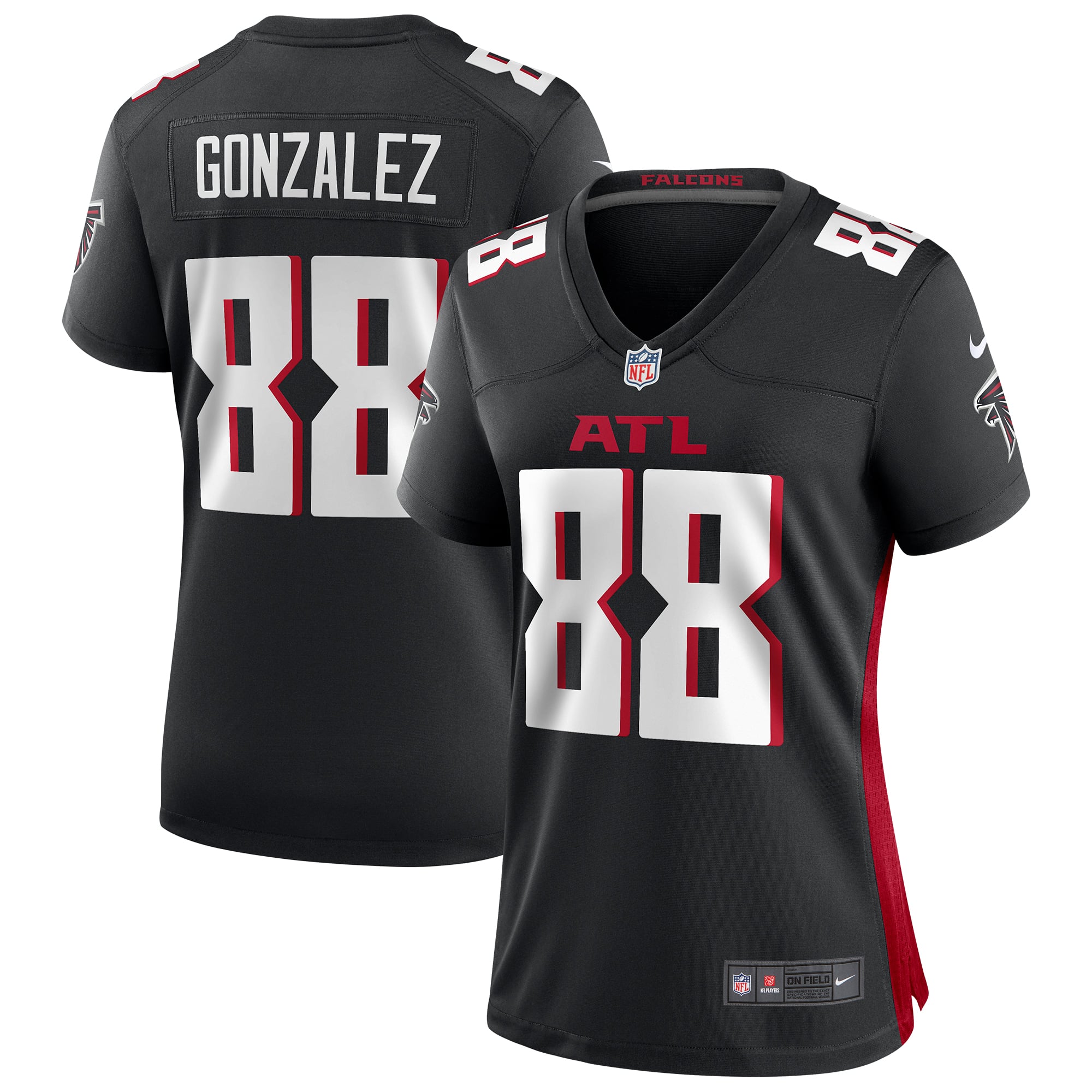 Women's Atlanta Falcons Tony Gonzalez Black Game Retired Player Jersey
