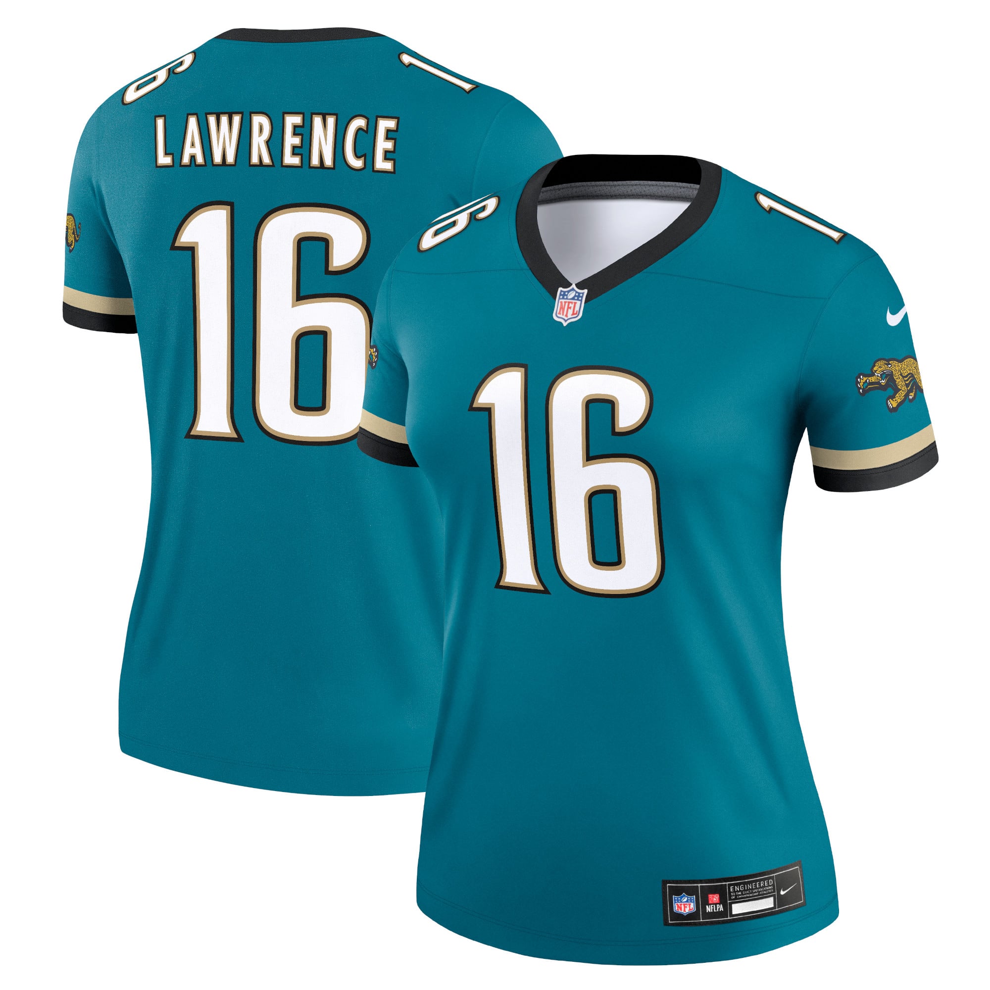 Women's Jacksonville Jaguars Trevor Lawrence Prowler Throwback Teal Alternate Legend Player Performance Top