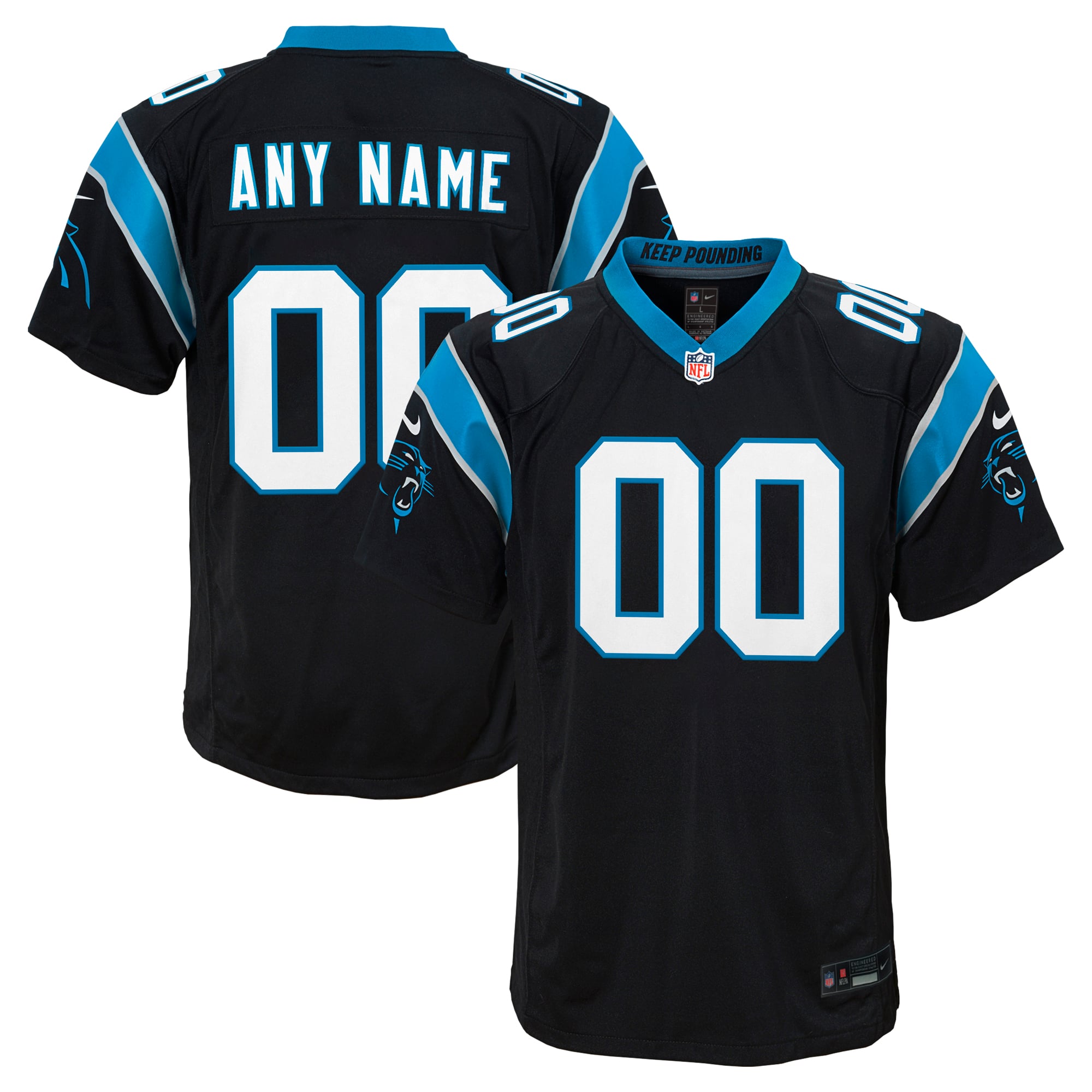 Youth Carolina Panthers Black Custom Game Jersey