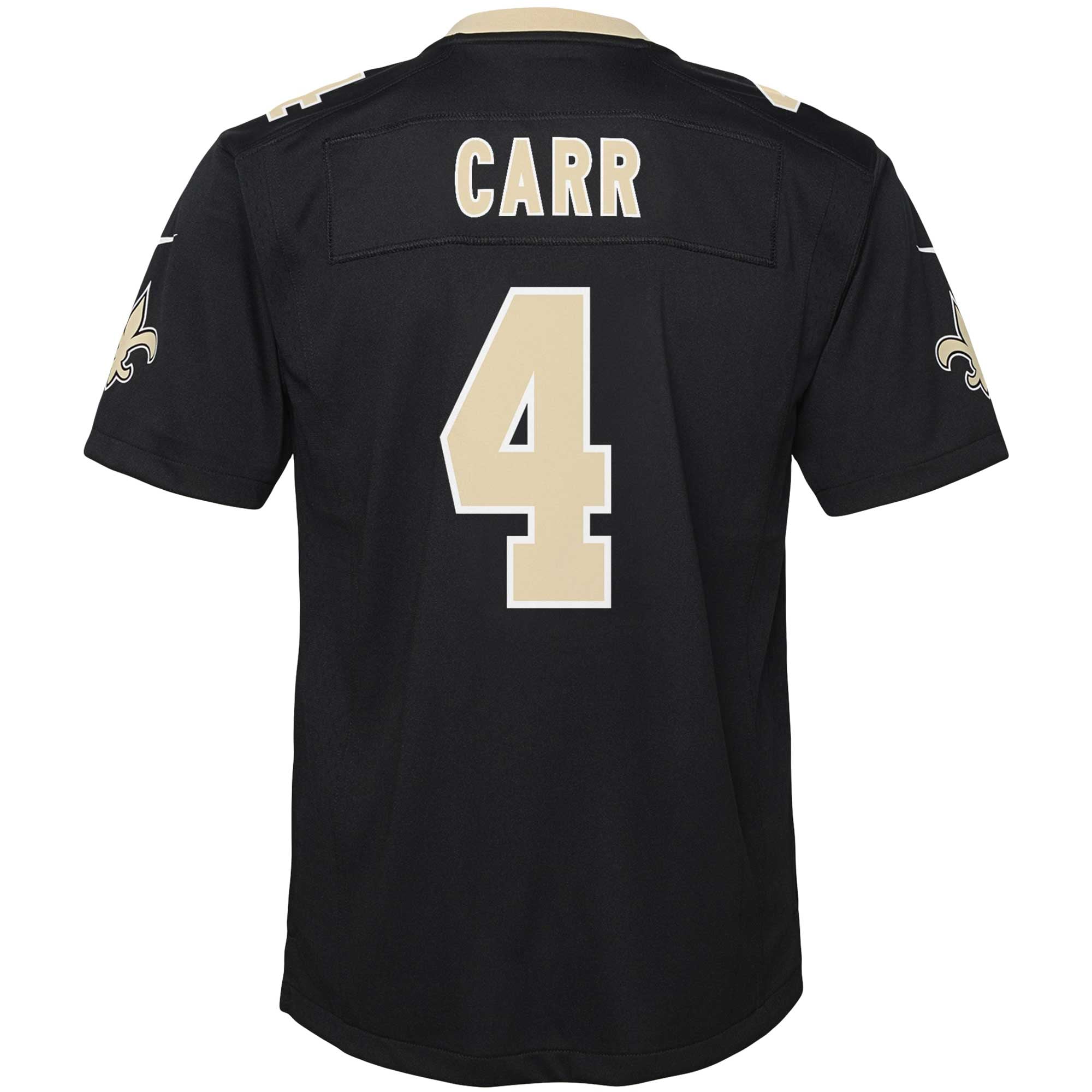 Youth New Orleans Saints Derek Carr Black Game Jersey