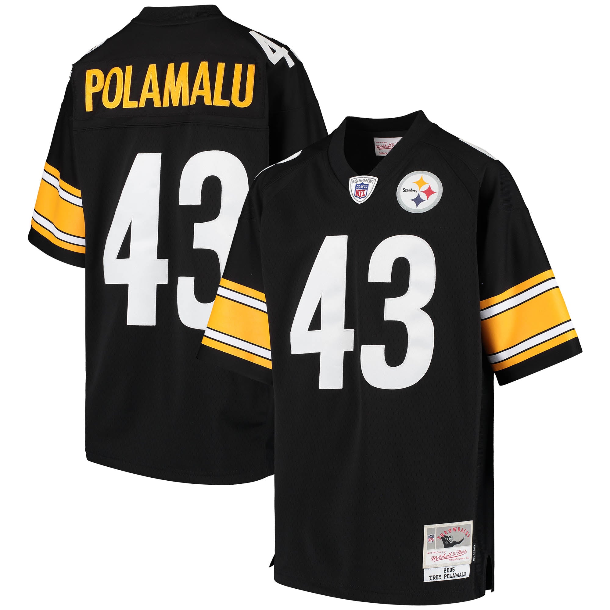 Youth Pittsburgh Steelers Troy Polamalu Black 2005 Gridiron Classics Retired Player Legacy Jersey