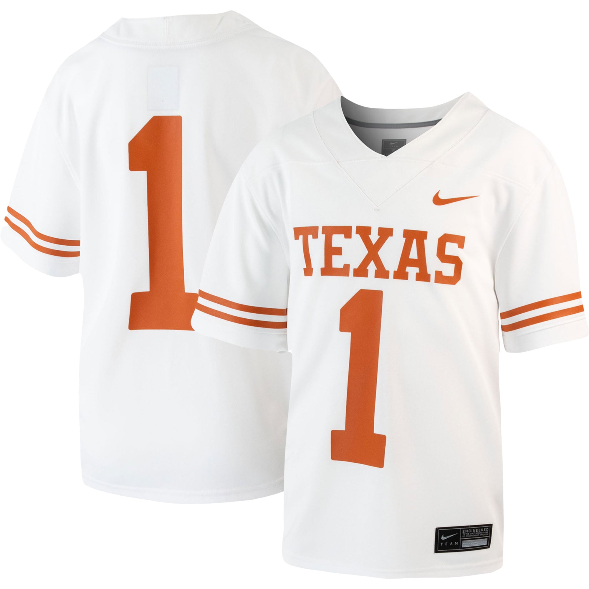 Youth #1 White Texas Longhorns Away Untouchable Jersey