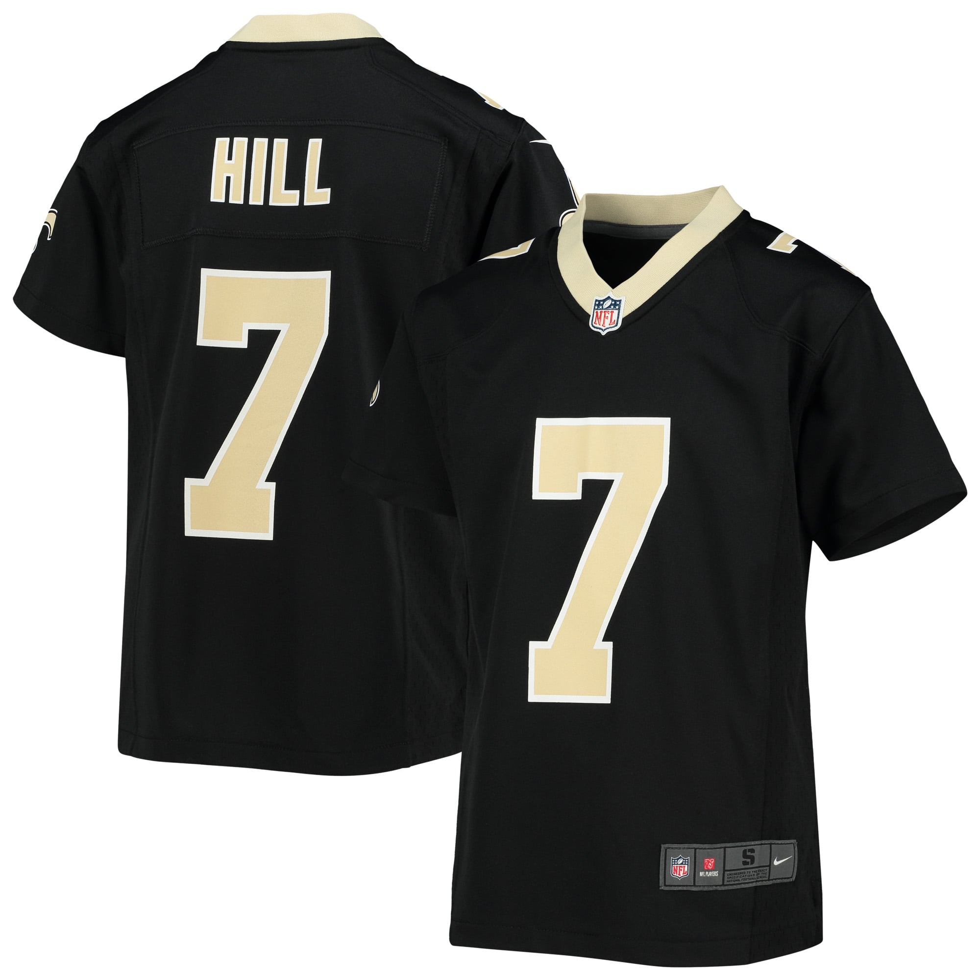 Youth New Orleans Saints Taysom Hill Black Game Jersey