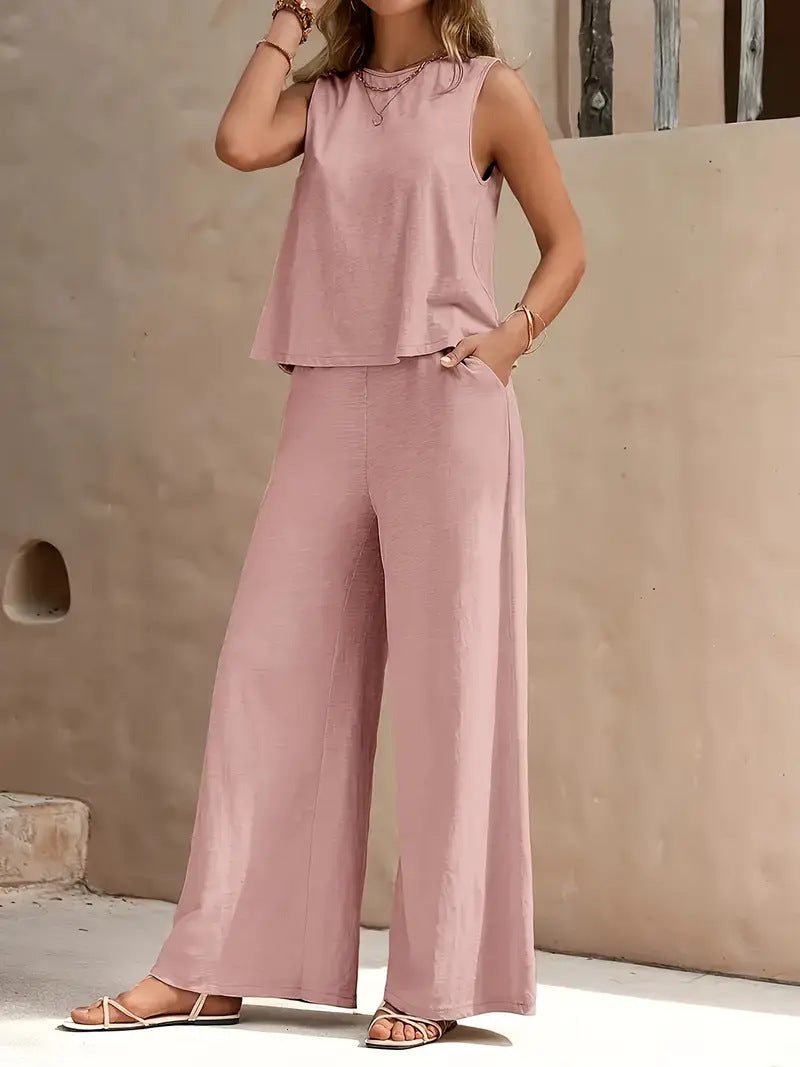 Women's Trendy, Versatile, Loose-Fit Cotton Crew-Neck Pullover Casual Set – Summer 2026 New Arrival