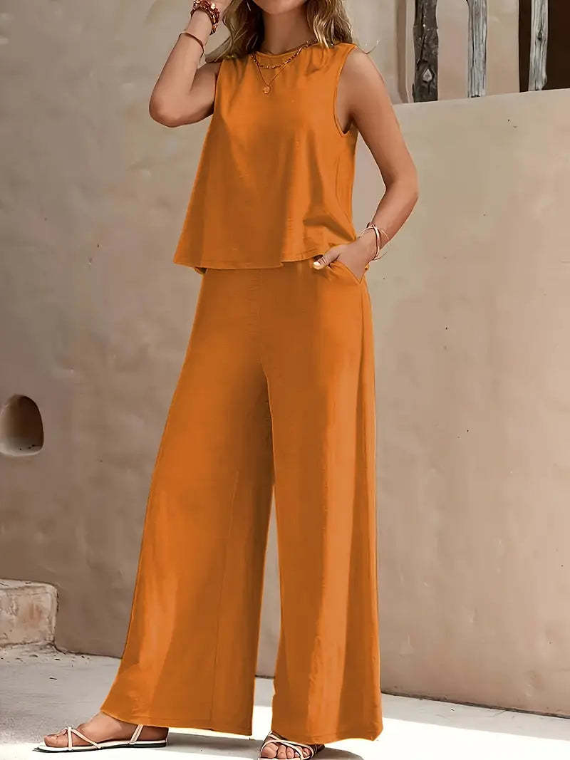 Women's Trendy, Versatile, Loose-Fit Cotton Crew-Neck Pullover Casual Set – Summer 2026 New Arrival