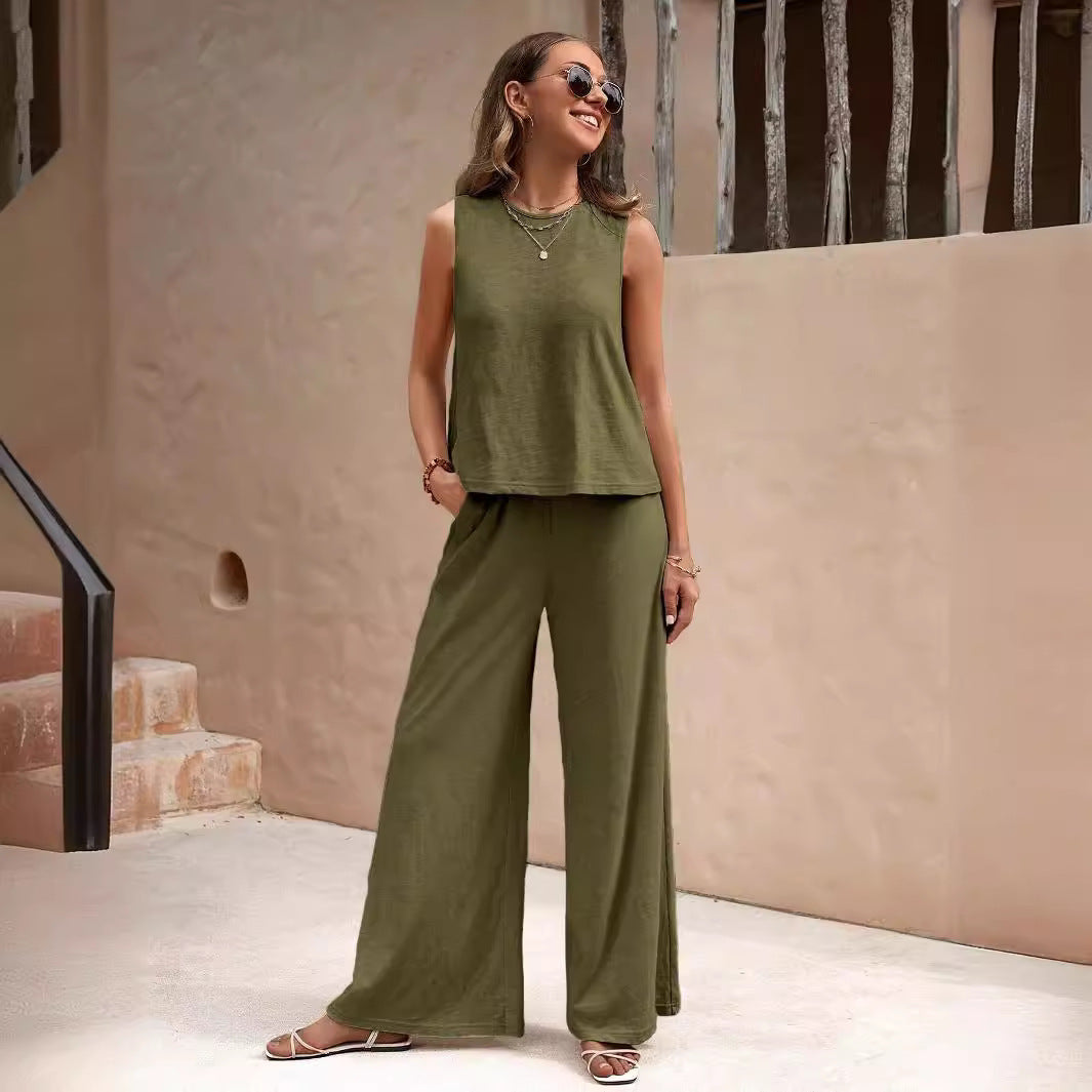 Women's Trendy, Versatile, Loose-Fit Cotton Crew-Neck Pullover Casual Set – Summer 2026 New Arrival