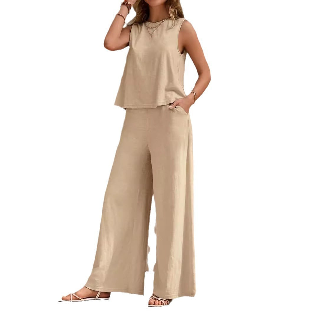 Women's Trendy, Versatile, Loose-Fit Cotton Crew-Neck Pullover Casual Set – Summer 2026 New Arrival