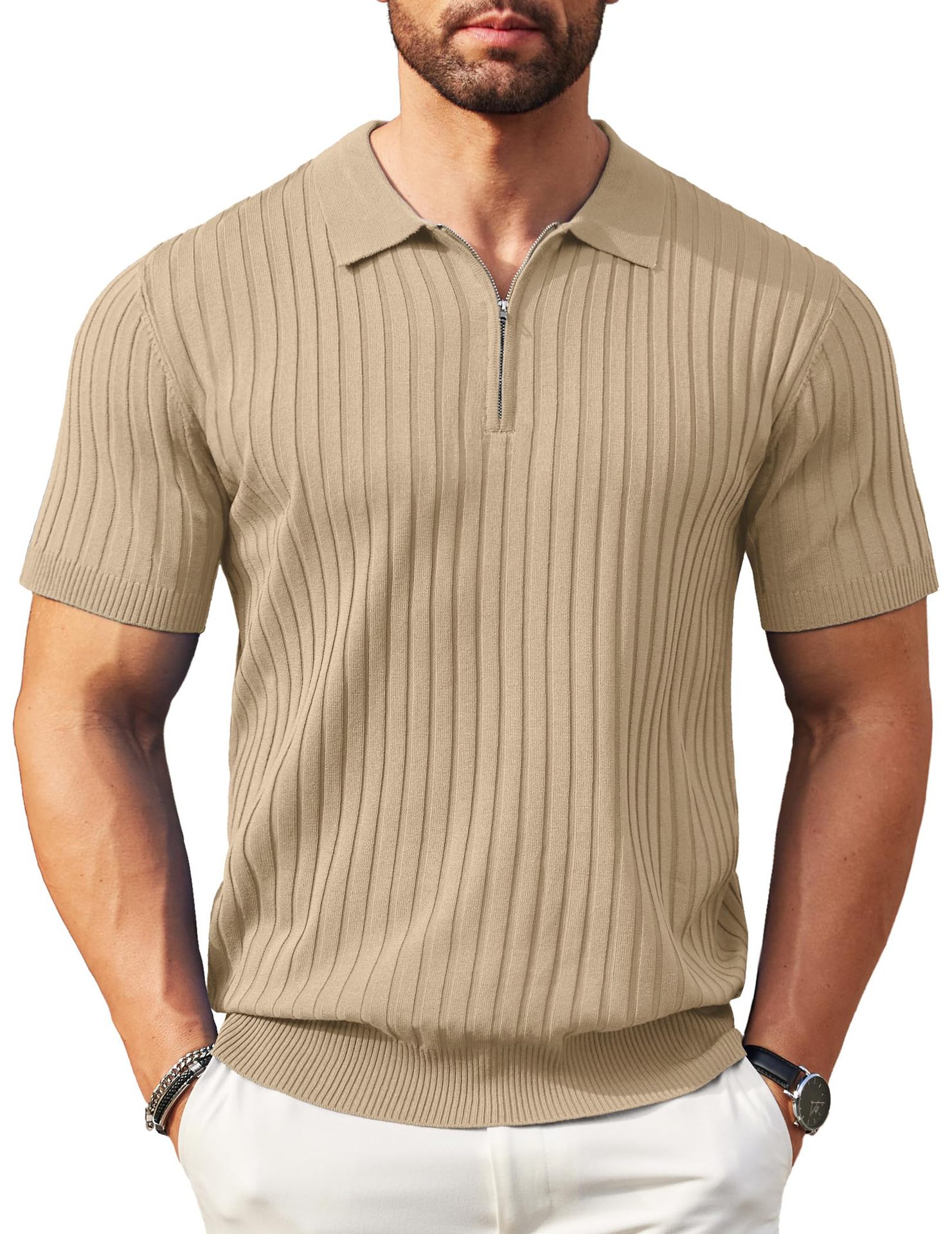 The New Standard: Men's Ribbed 1/4 Zip Polo ⚡ (buy 2 free shipping)