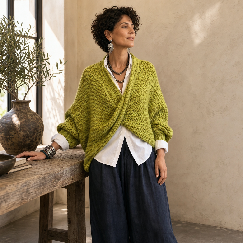 Chunky Knit Crossover V-Neck Sweater