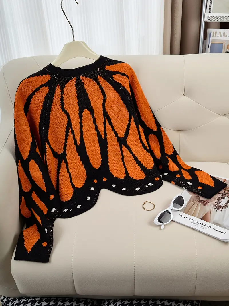 Women's Trendy Butterfly Wings Knit Cardigan, Front Open V Neck, Bat Sleeve Short Design, Casual Fashion Knitwear For Fall Knit Coat for Vacation Parties