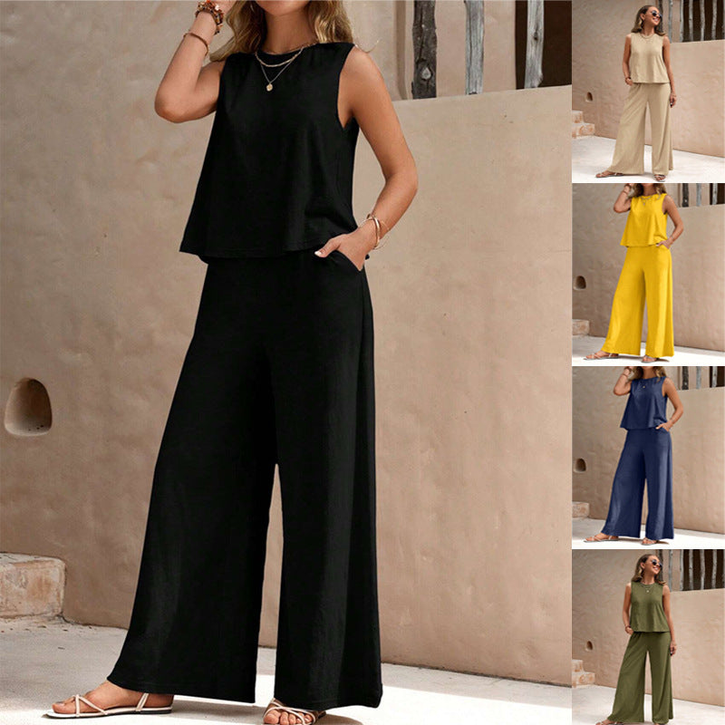 Women's Trendy, Versatile, Loose-Fit Cotton Crew-Neck Pullover Casual Set – Summer 2026 New Arrival