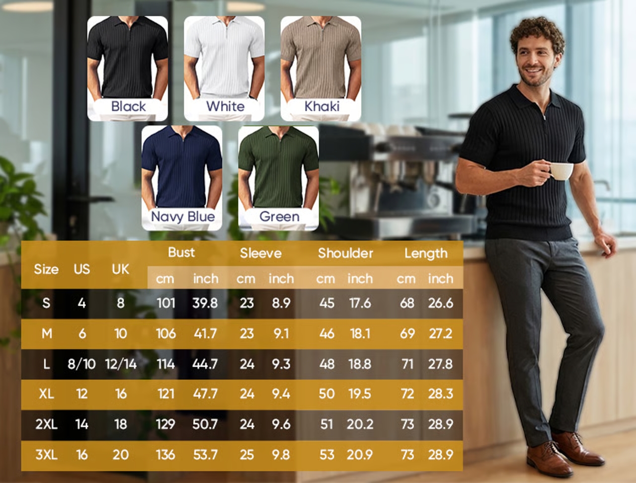 The New Standard: Men's Ribbed 1/4 Zip Polo ⚡ (buy 2 free shipping)